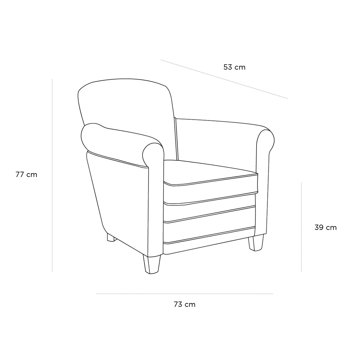 Product schematic Fauteuil Guinness