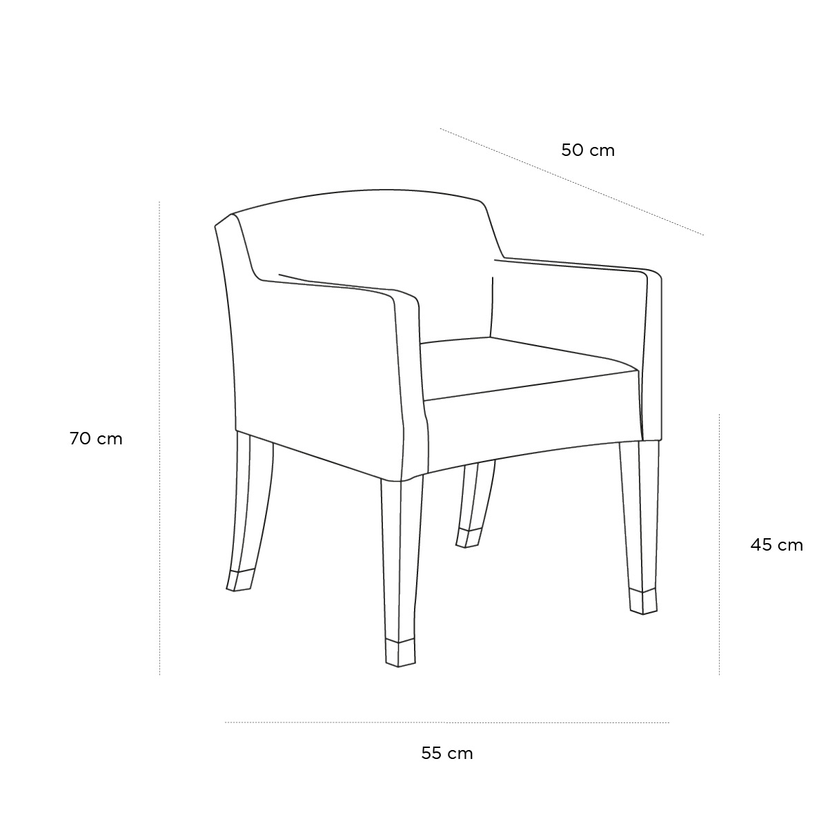 Product schematic Fauteuil Marly Terrasse Absinthe