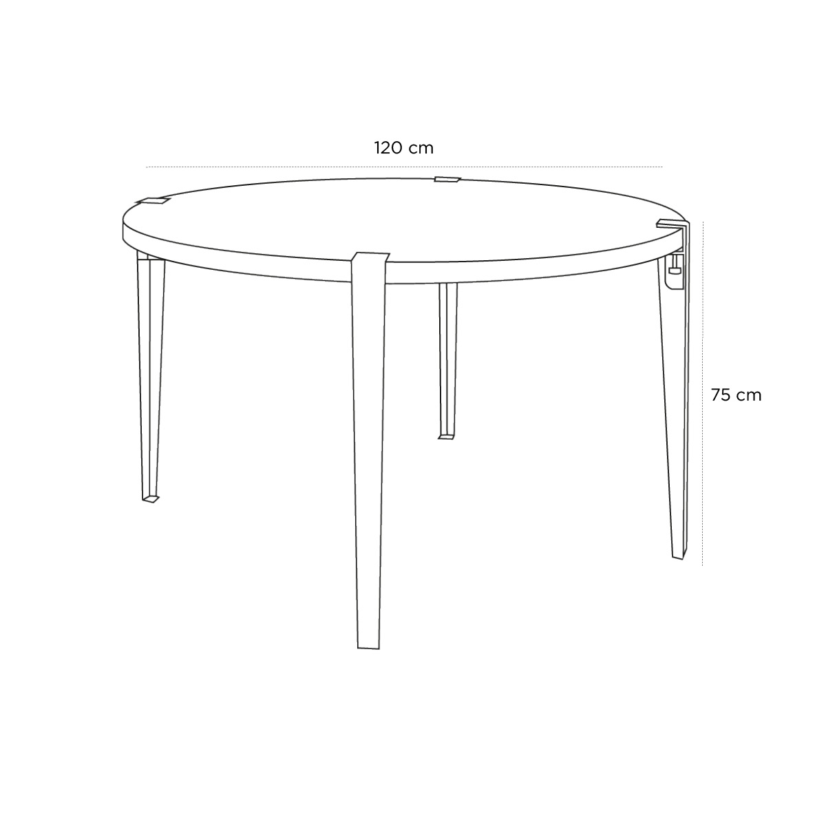 Product schematic Table TIPTOE Fenix Rond 120