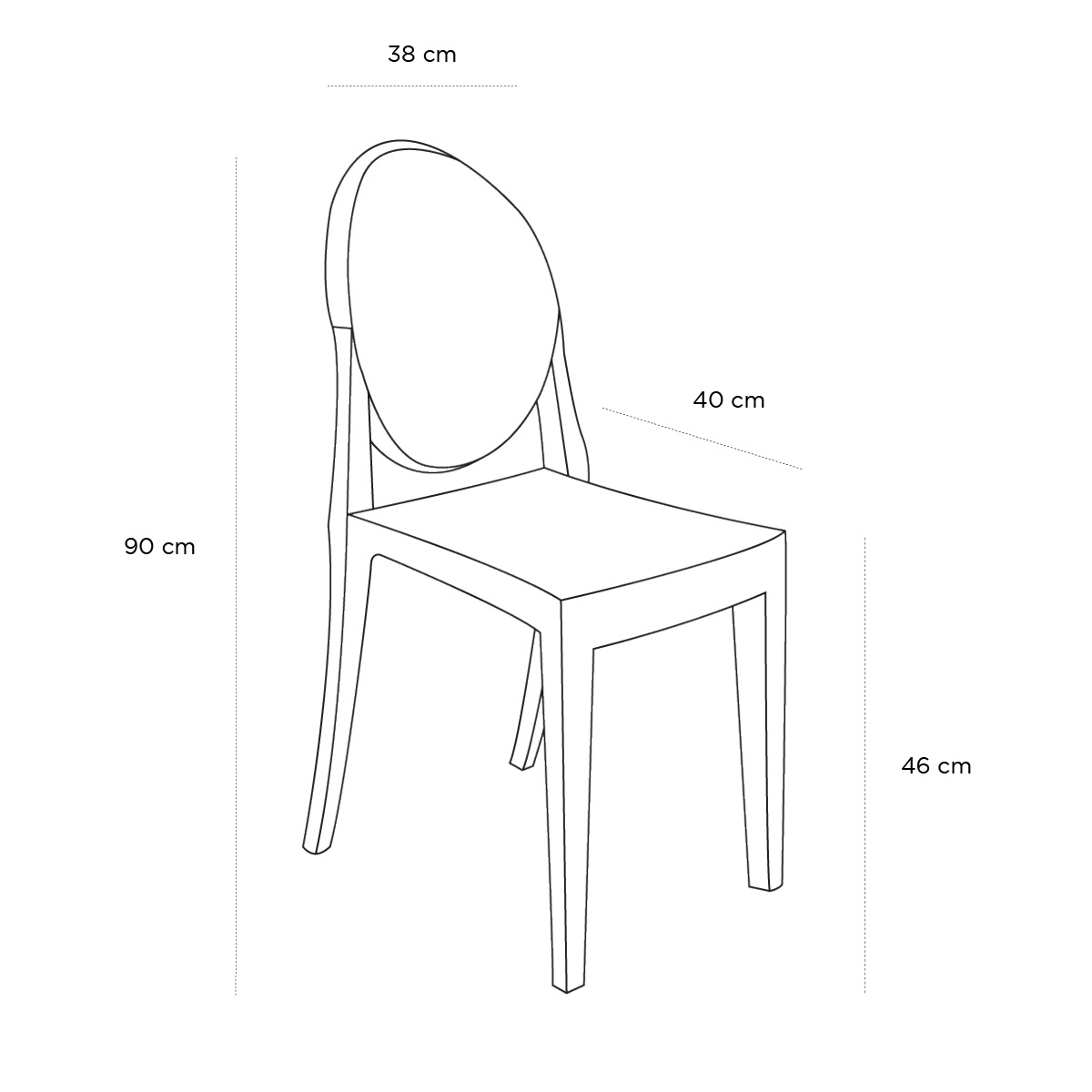 Product schematic Chaise Victoria Ghost
