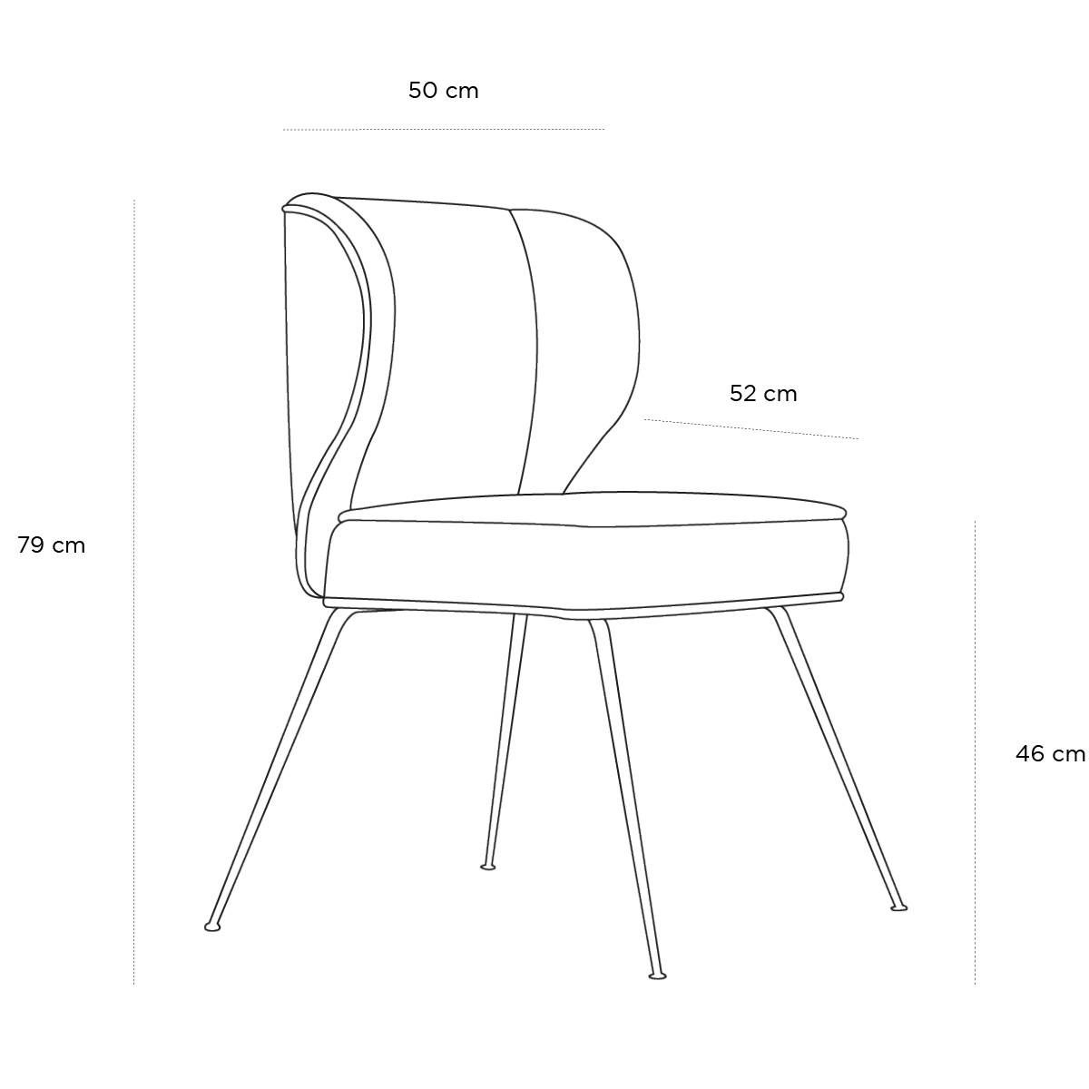Product schematic Chaise Wayne Taupe Pied Noir