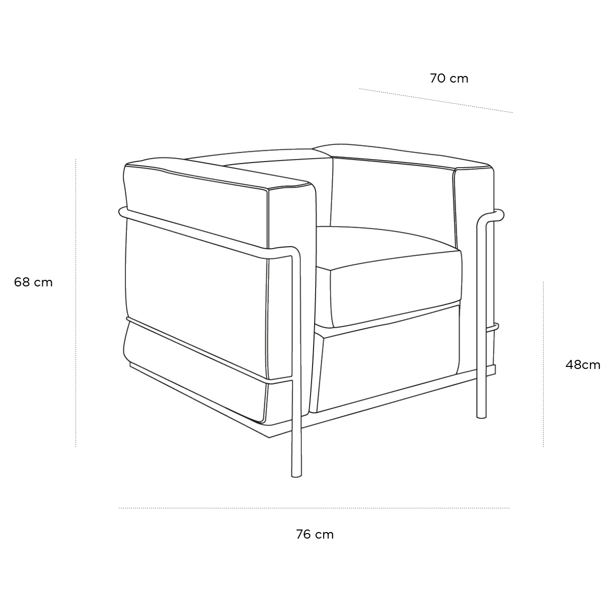 Product schematic Fauteuil LC2 Noir