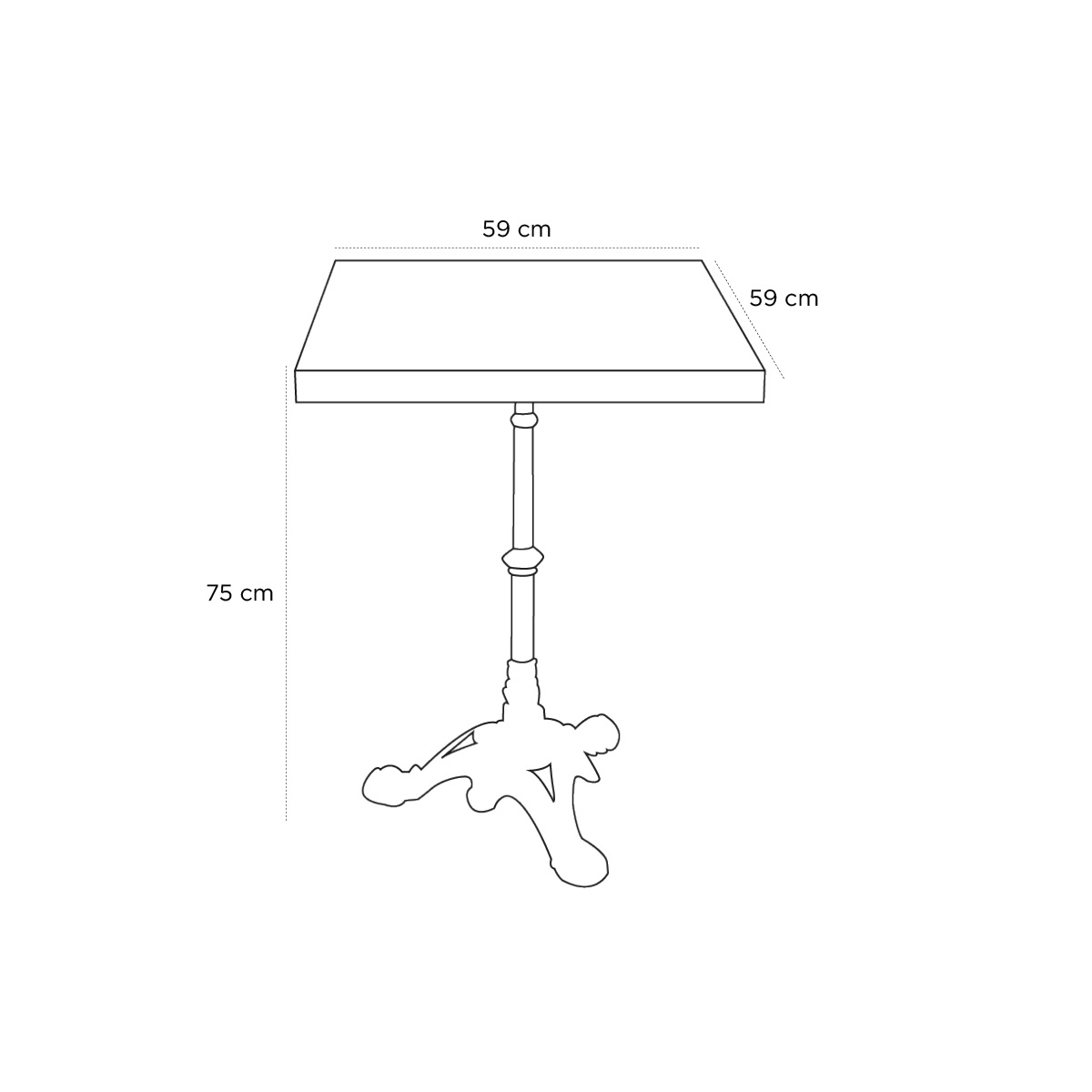 Product schematic Guéridon Bistrot Carré