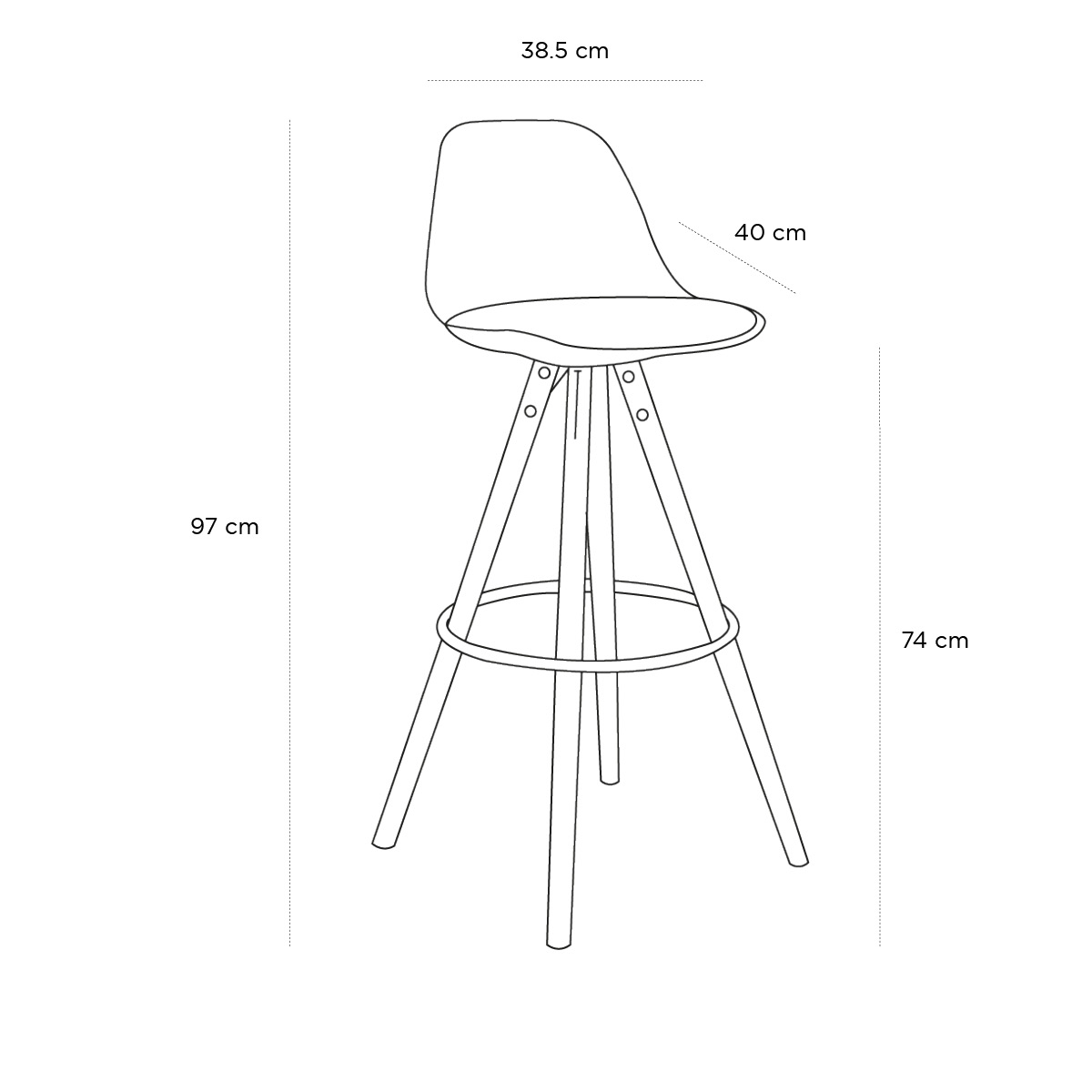 Schéma du produit Tabouret Lahti Noir