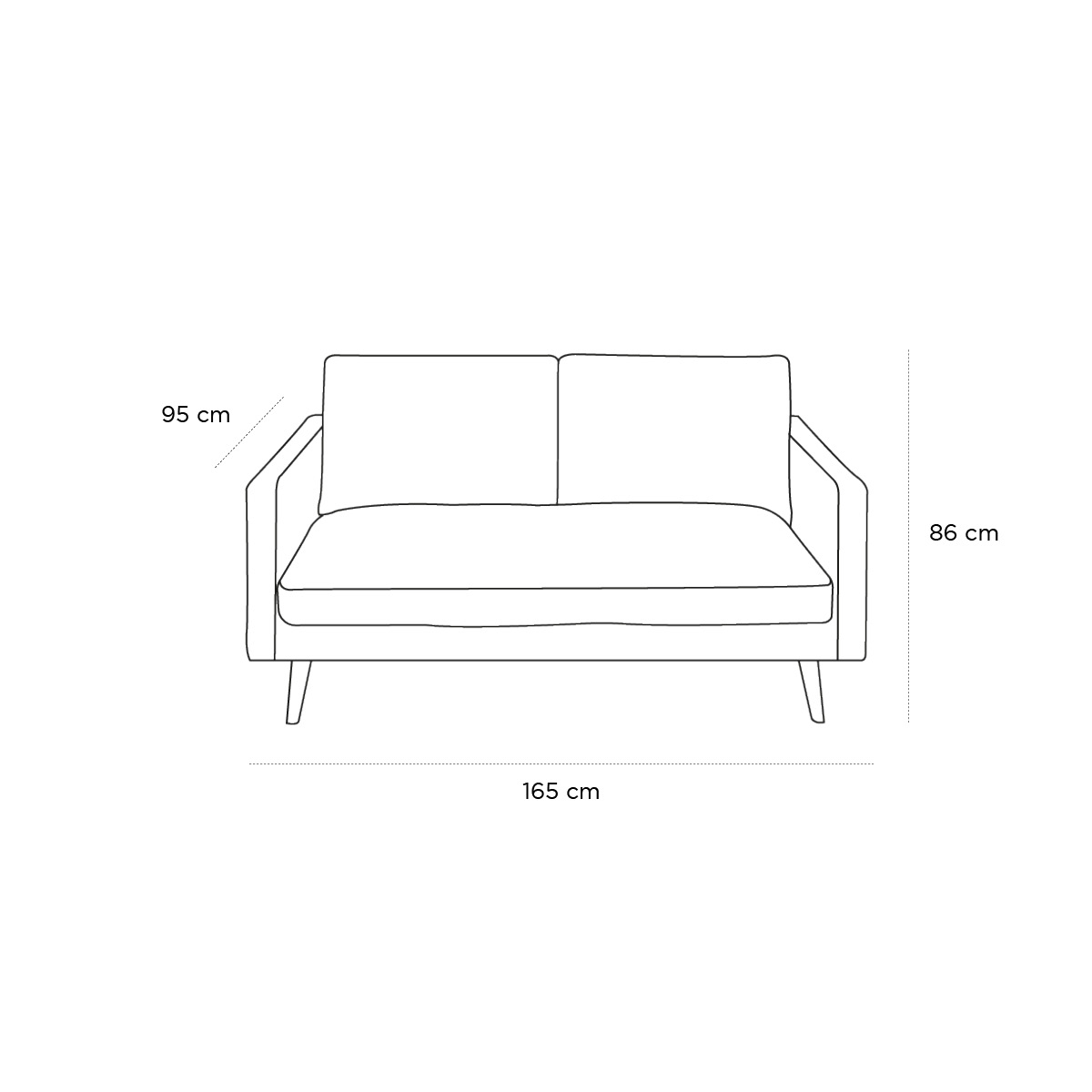 Product schematic Canapé Gatsby 2 places Jaune Moutarde