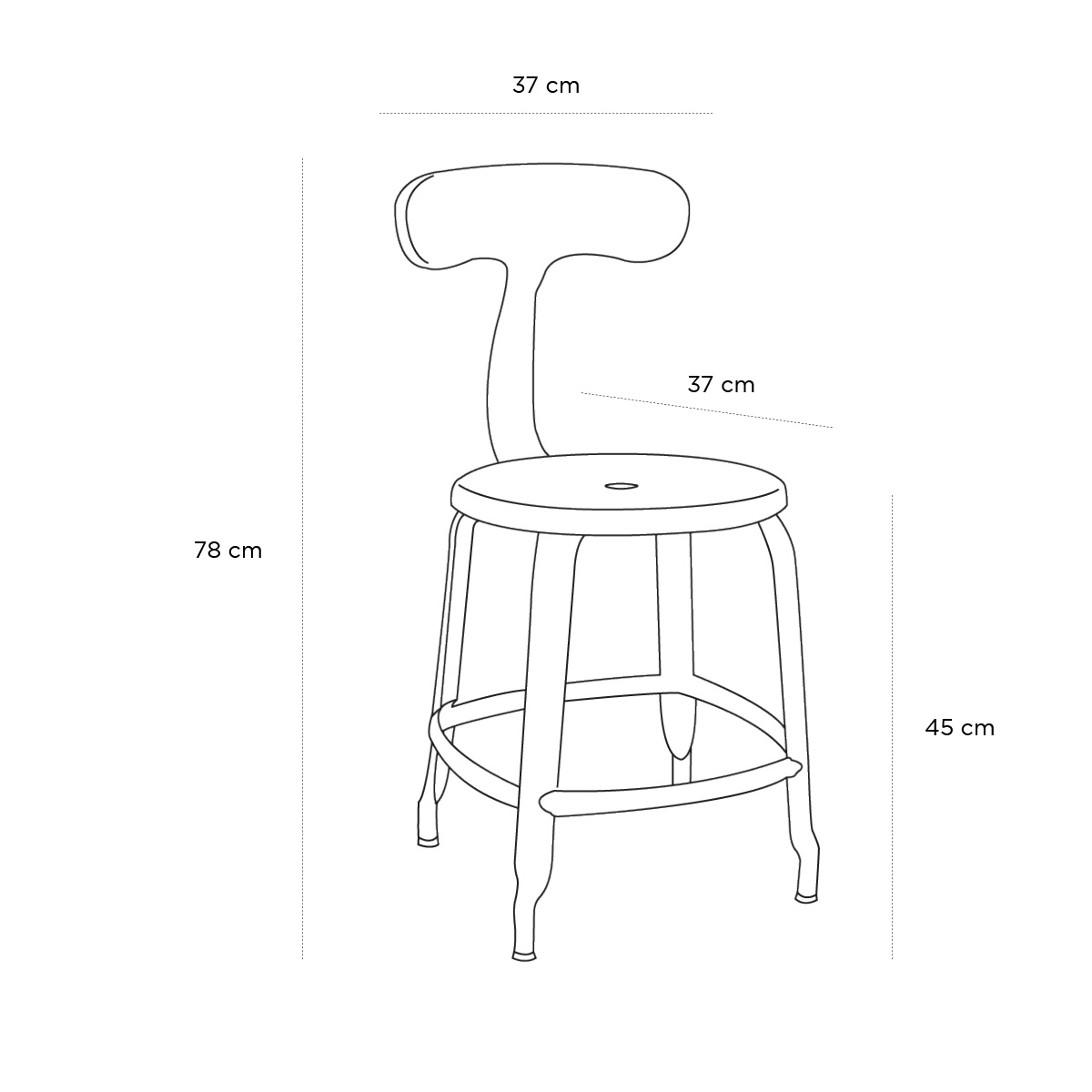 Product schematic Chaise Nicolle Noir
