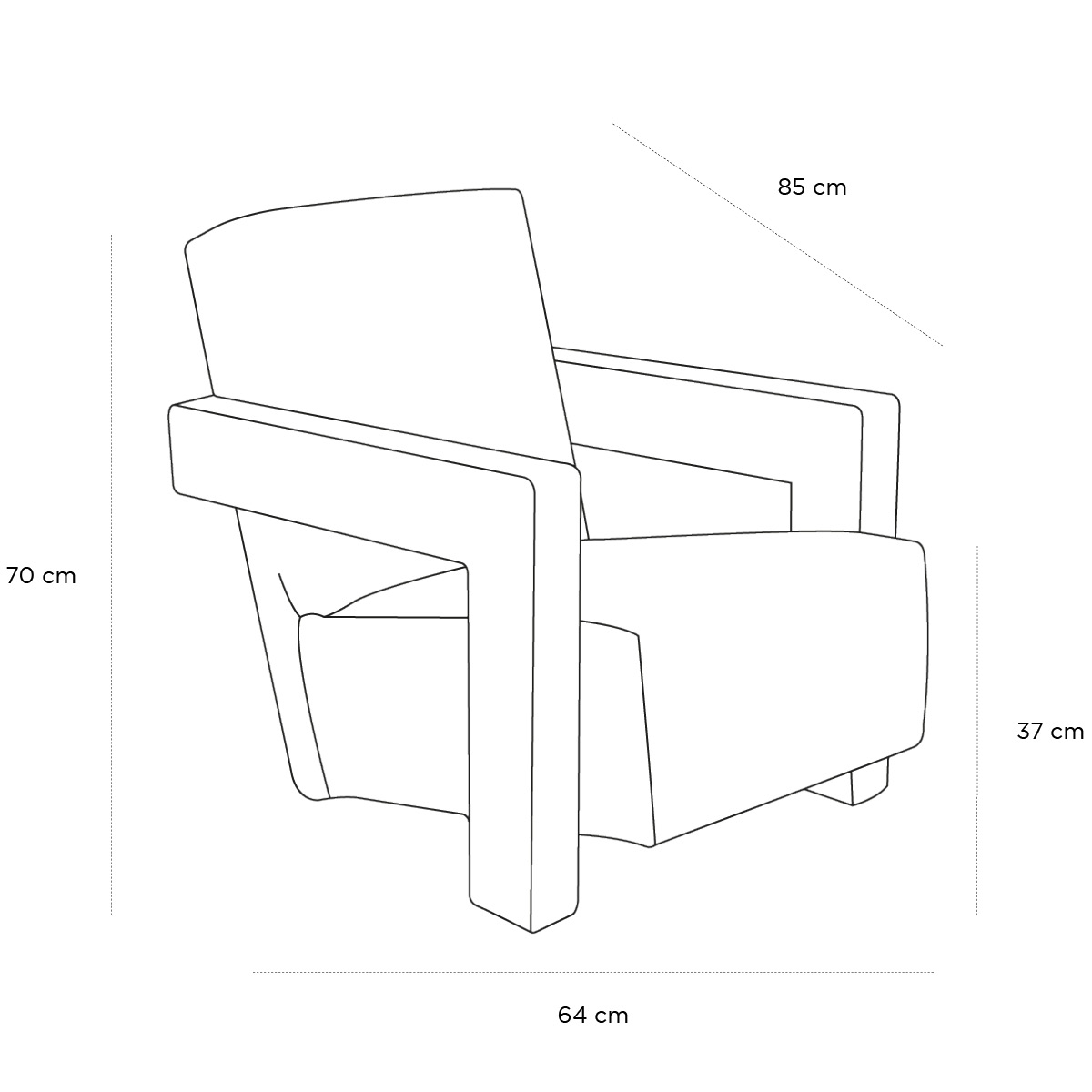 Product schematic Fauteuil Utrecht Gris