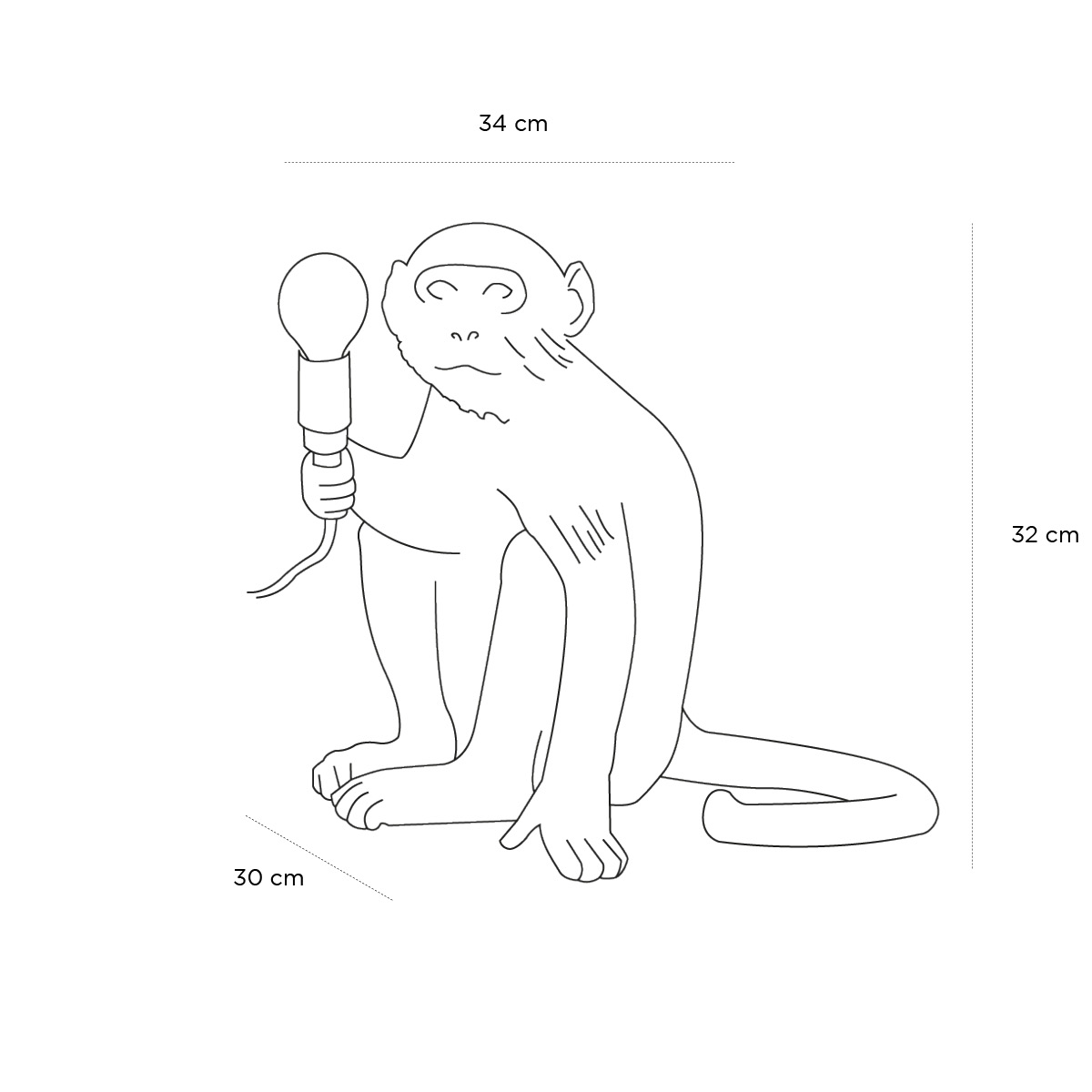 Product schematic Lampe Singe Assis