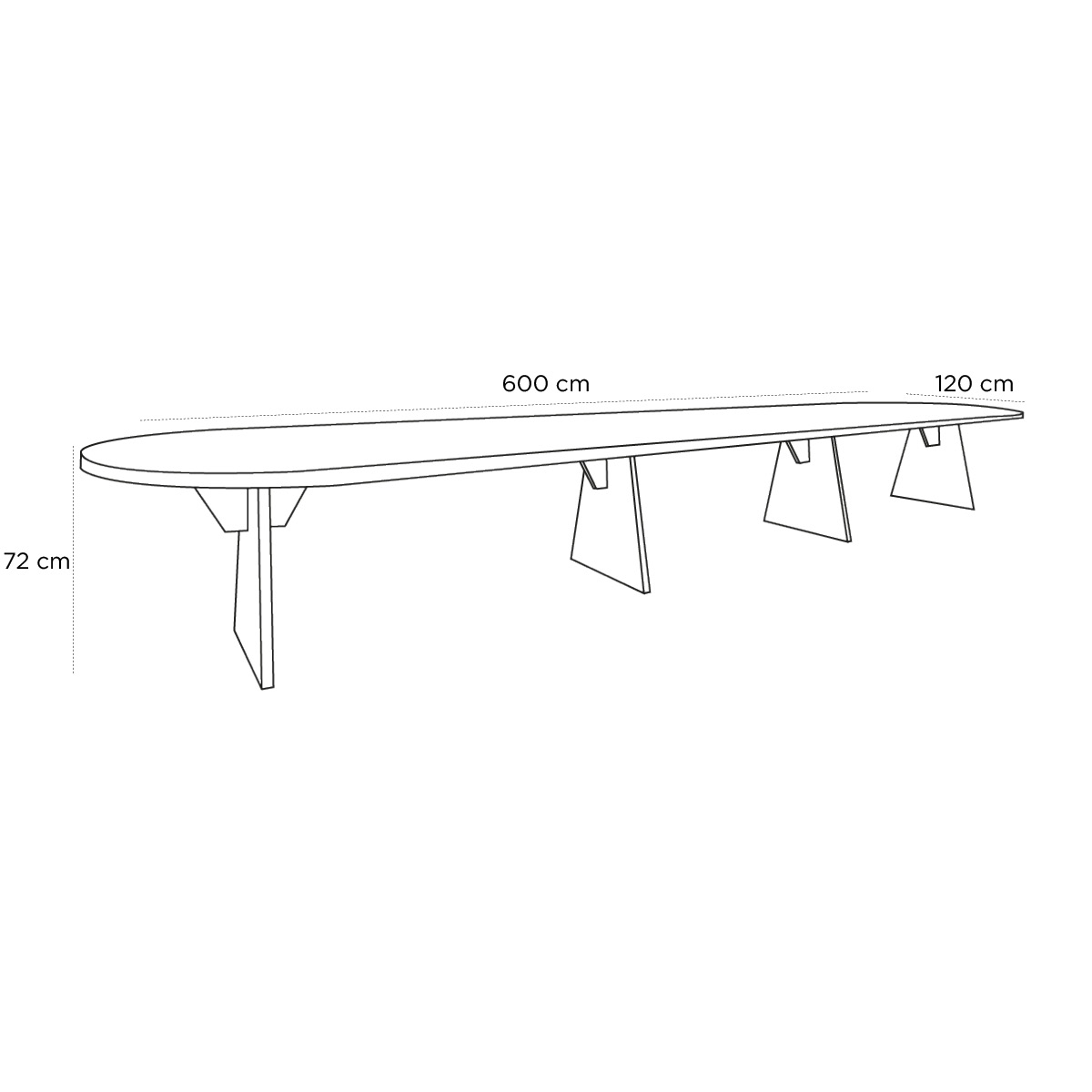 Product schematic Table Galère Ovale 6m