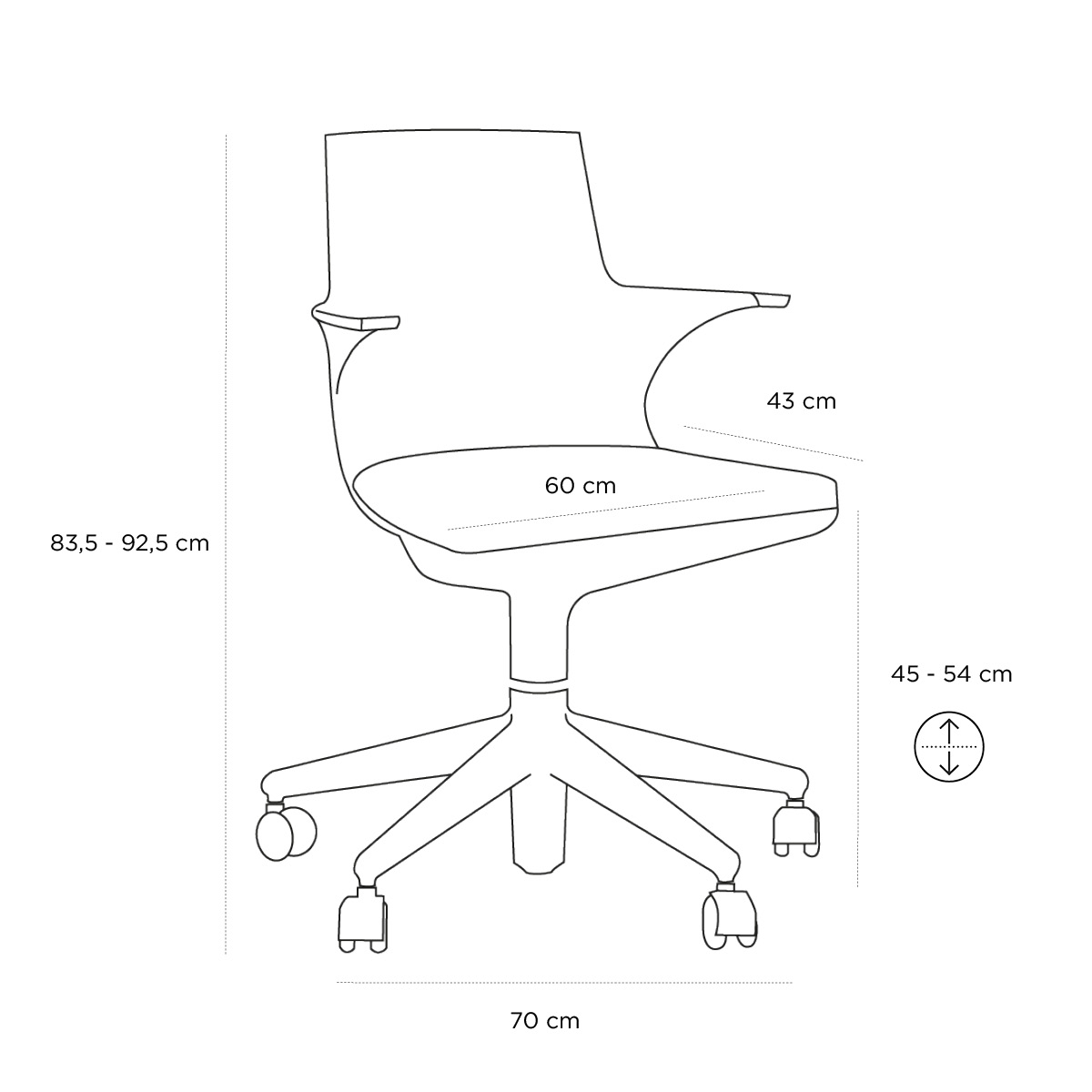Schéma du produit Fauteuil de bureau Spoon Noir