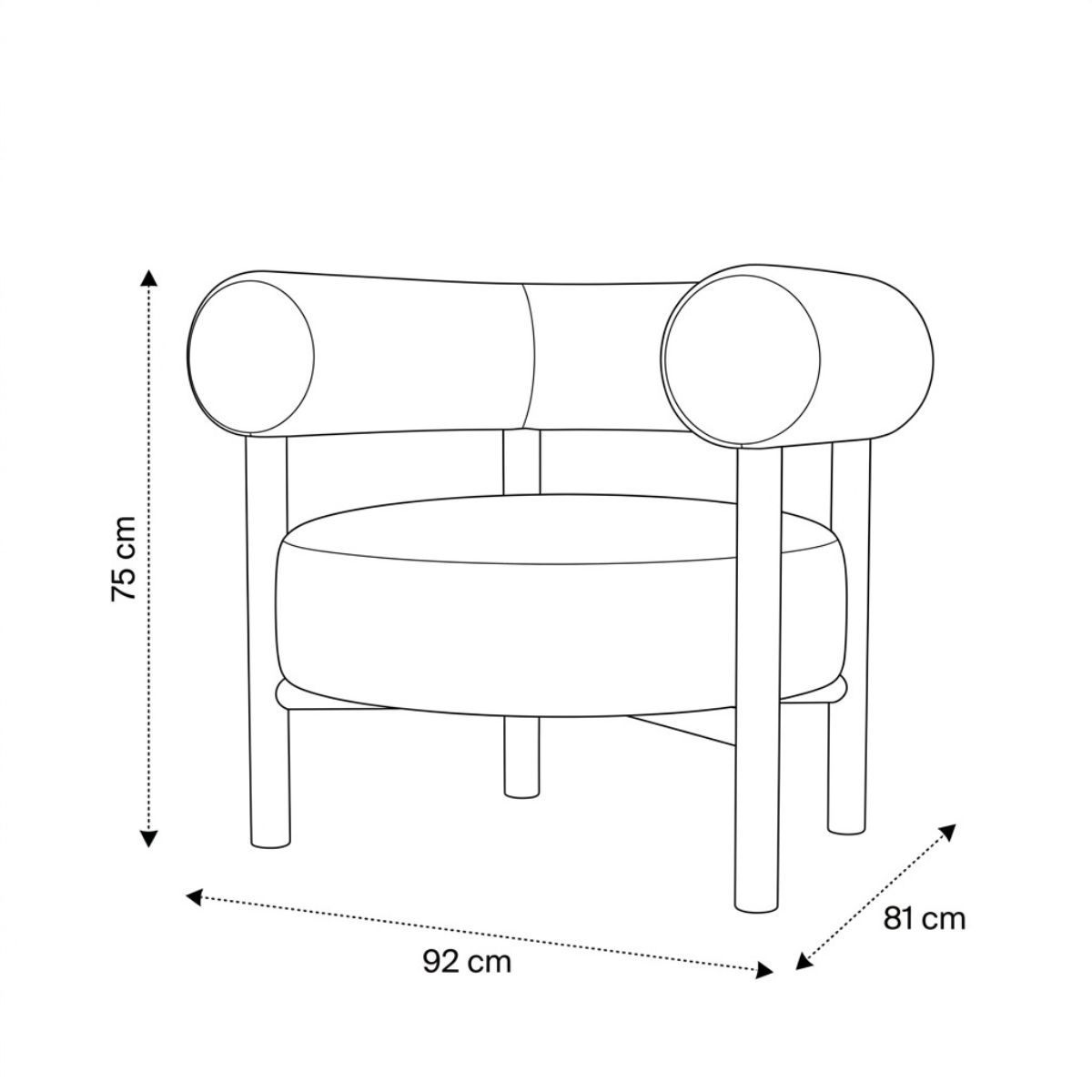 Product schematic Fauteuil Carol Beige Sable