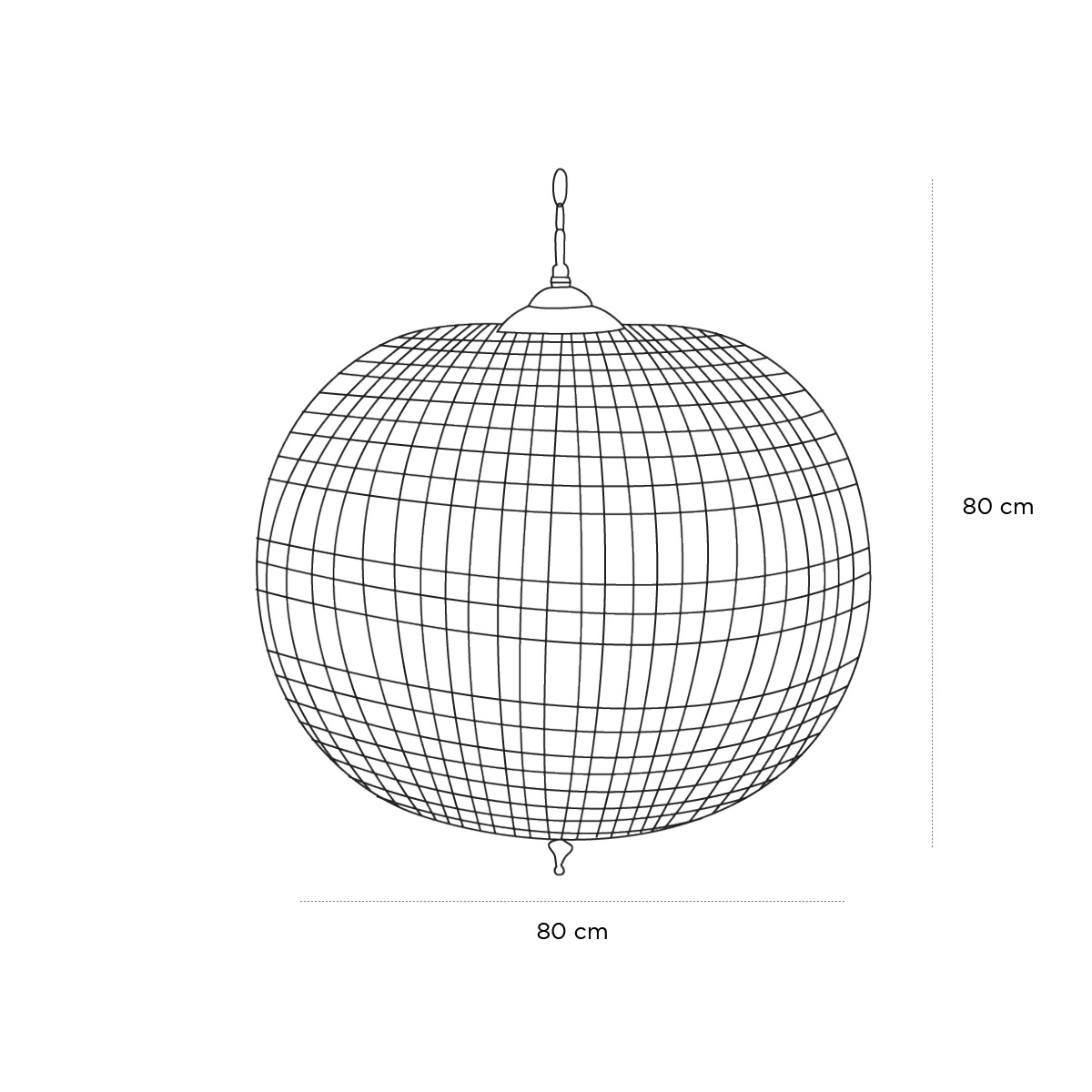 Product schematic Lustre rond XL Diam 80