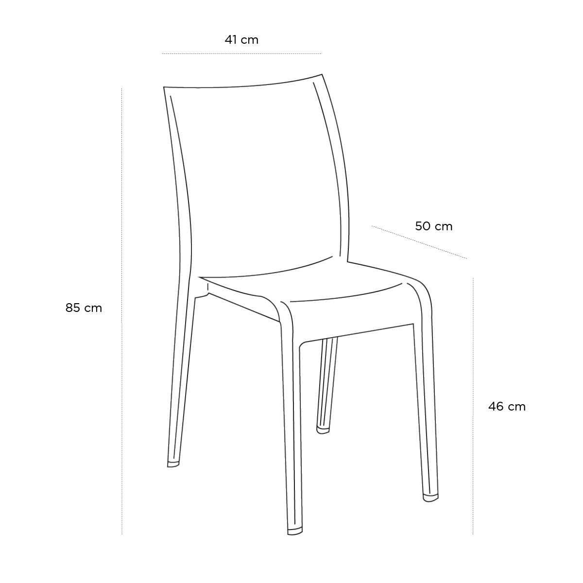 Product schematic Chaise Ami Ami Fumé