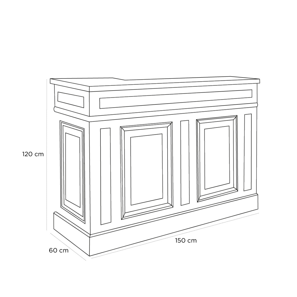 Product schematic Bar Haussmann Retour Gauche