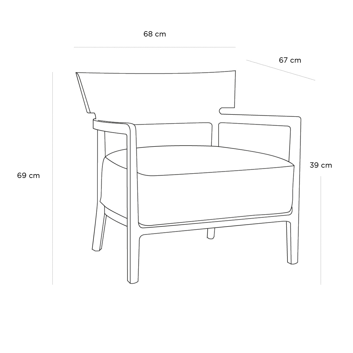 Product schematic Fauteuil Cara Blanc