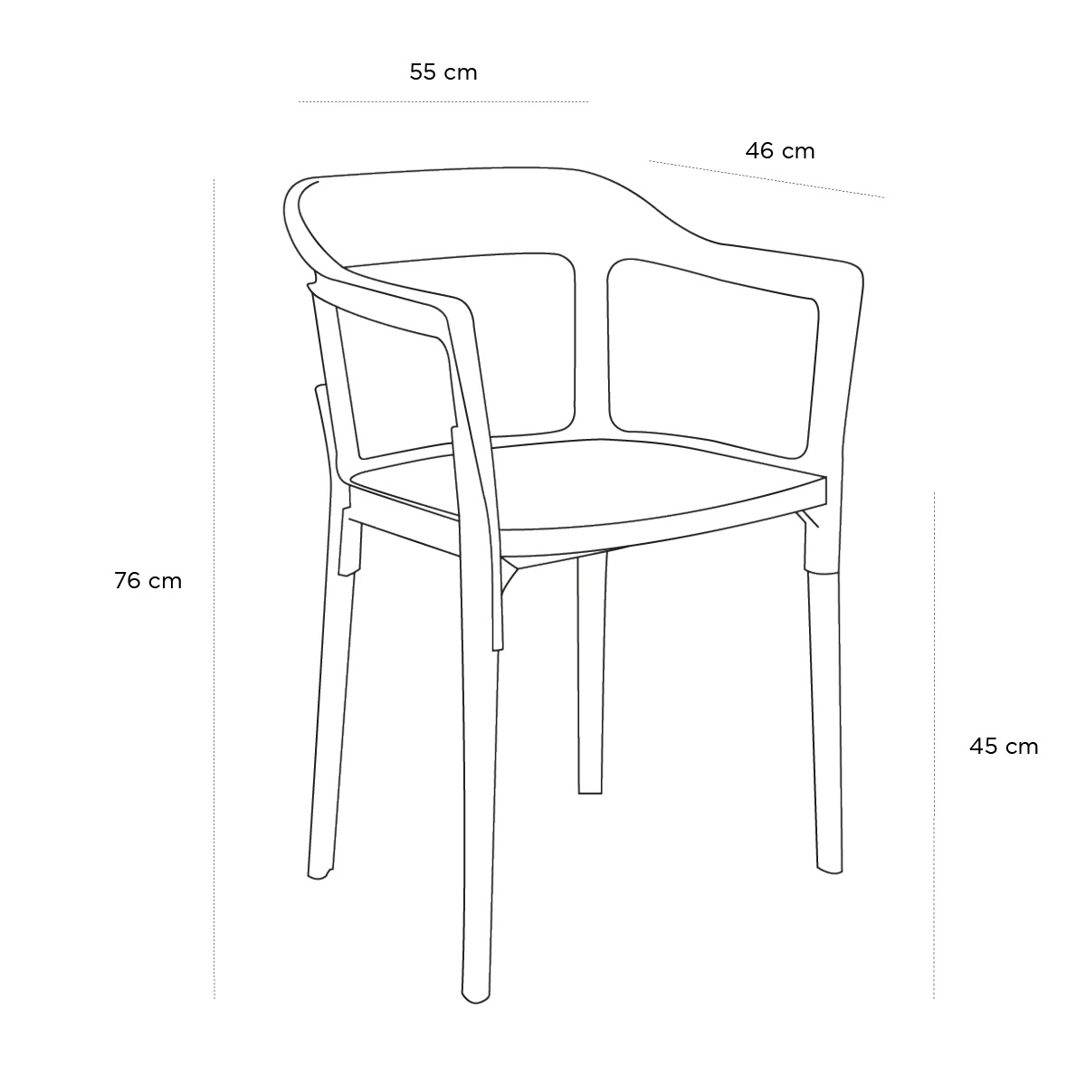 Product schematic Chaise Steelwood