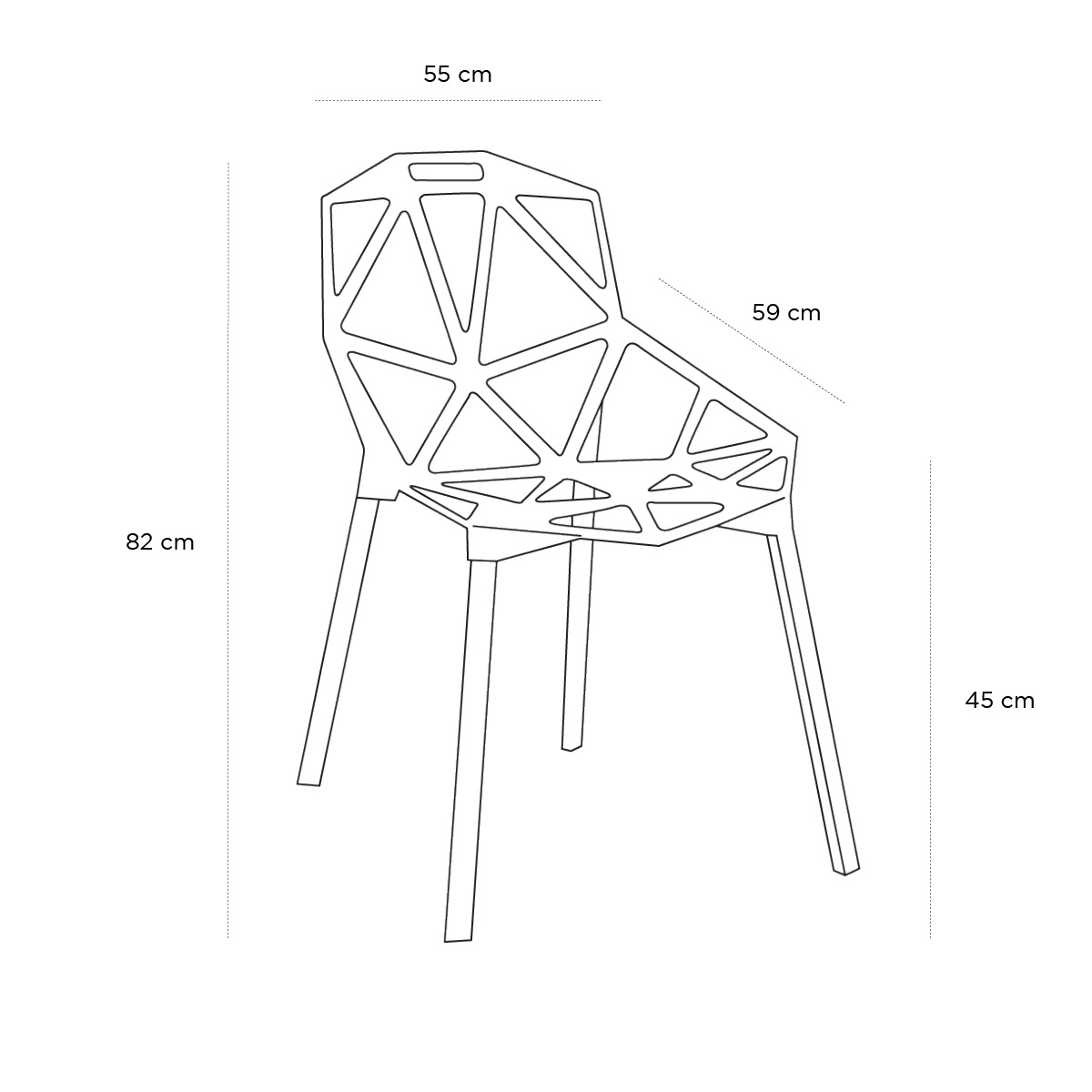 Product schematic Chaise One Blanc