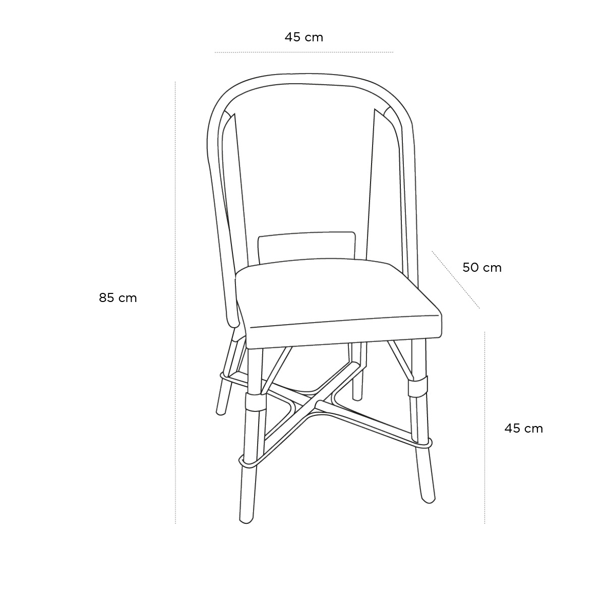Product schematic Chaise Piaf Vert d'eau
