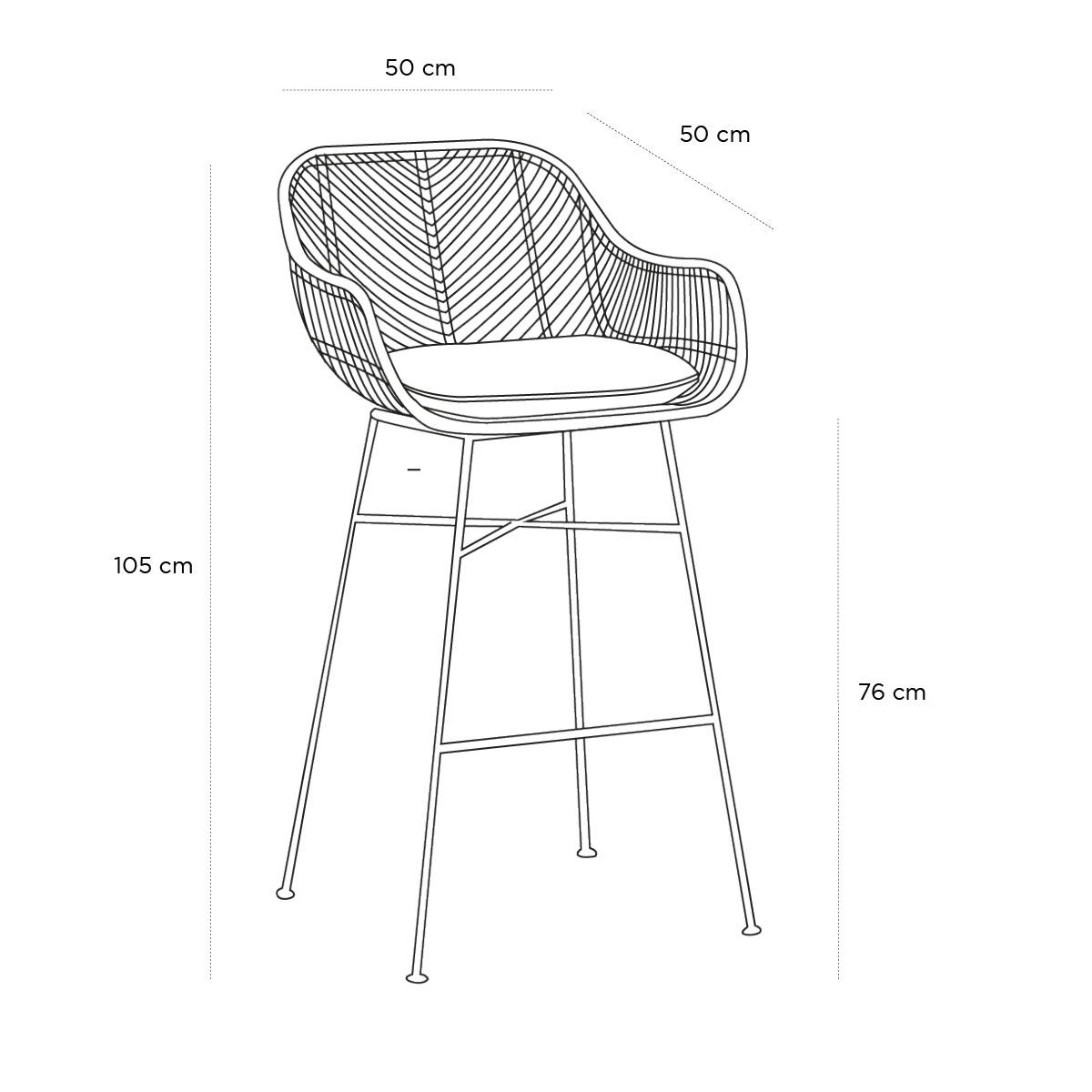 Product schematic Tabouret Bali GM