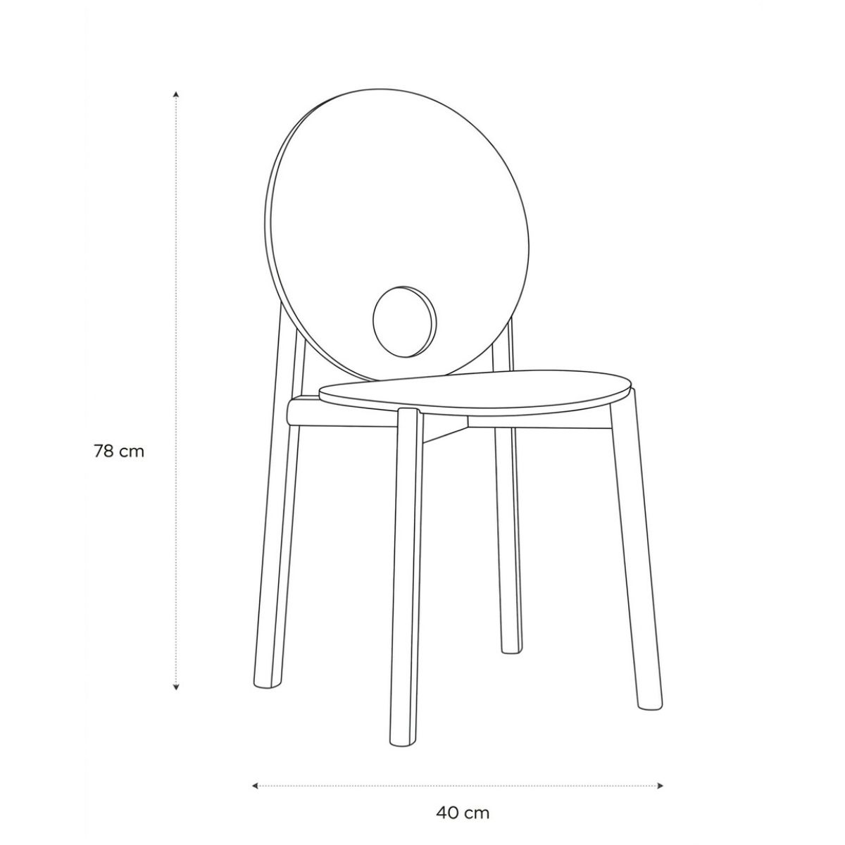 Product schematic Chaise Helio Chêne 6h
