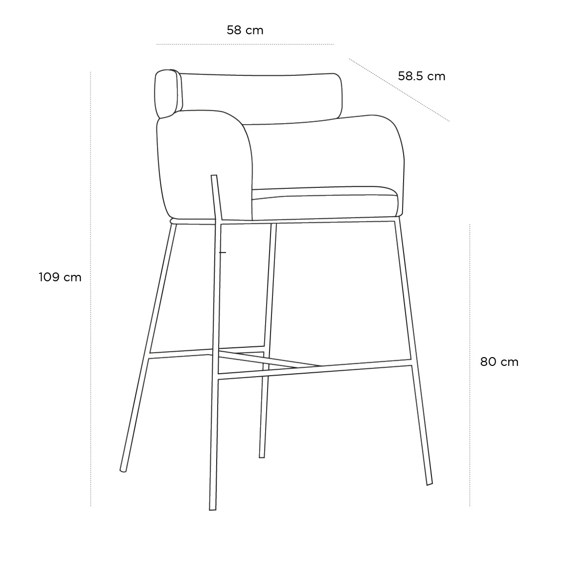 Product schematic Tabouret Baron taupe