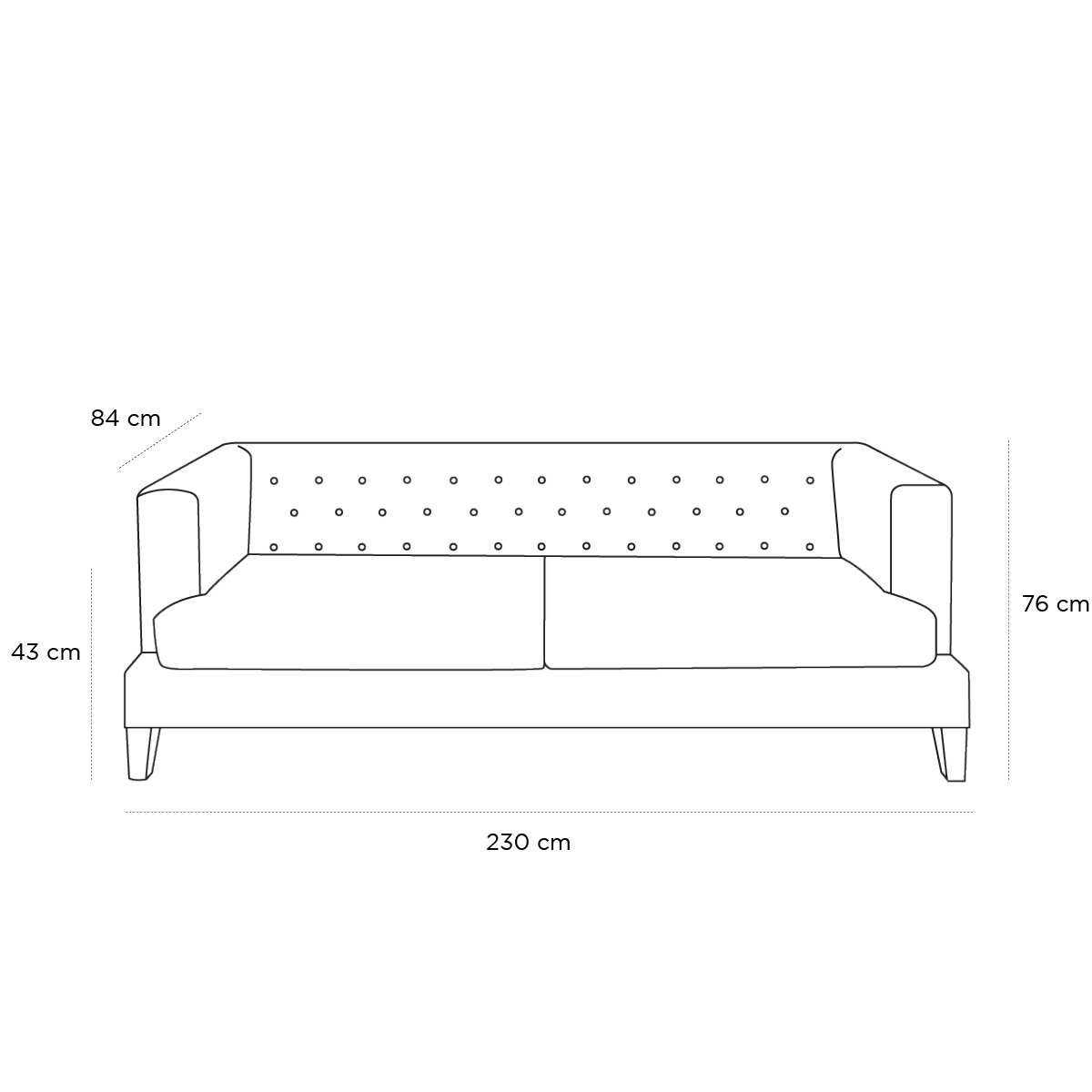 Product schematic Canapé Hall Noir