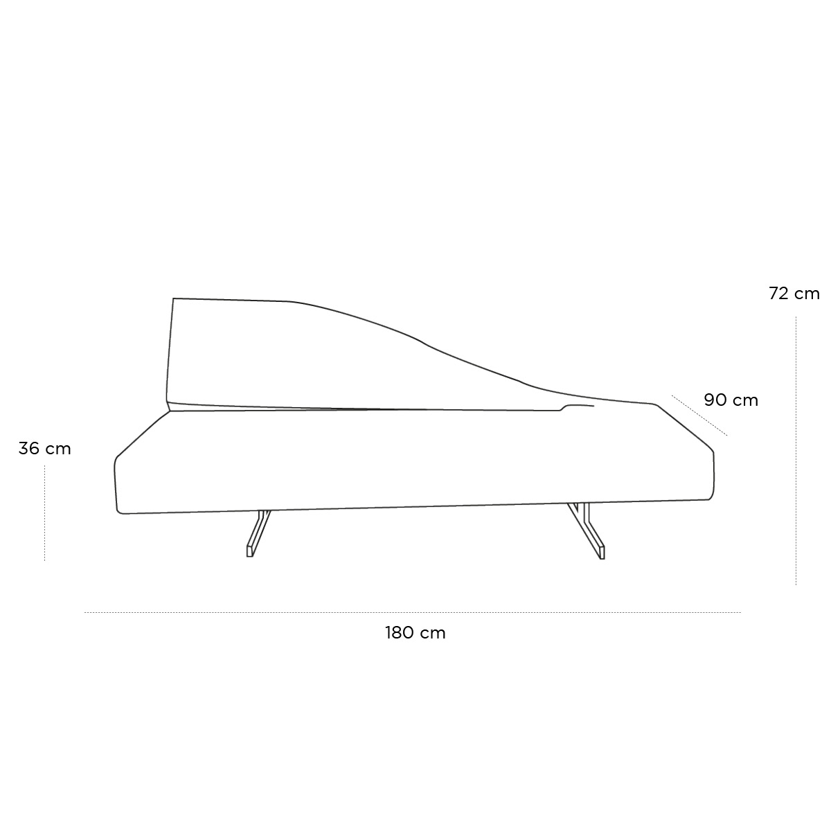 Product schematic Canapé Aspen Droit