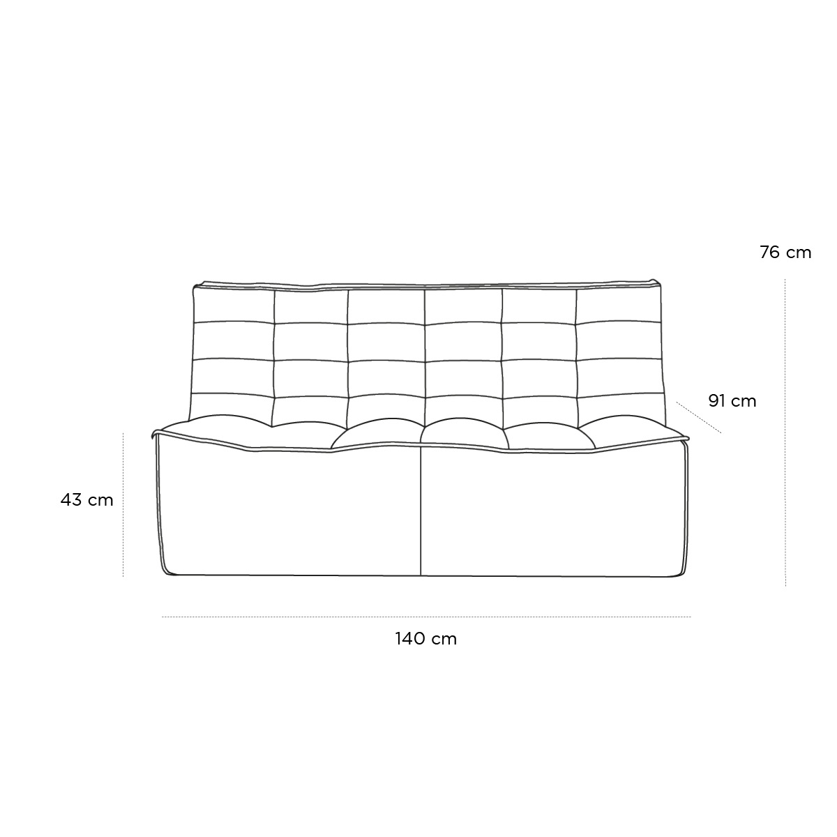 Product schematic Canapé N701 2 Pl Cuir Marron