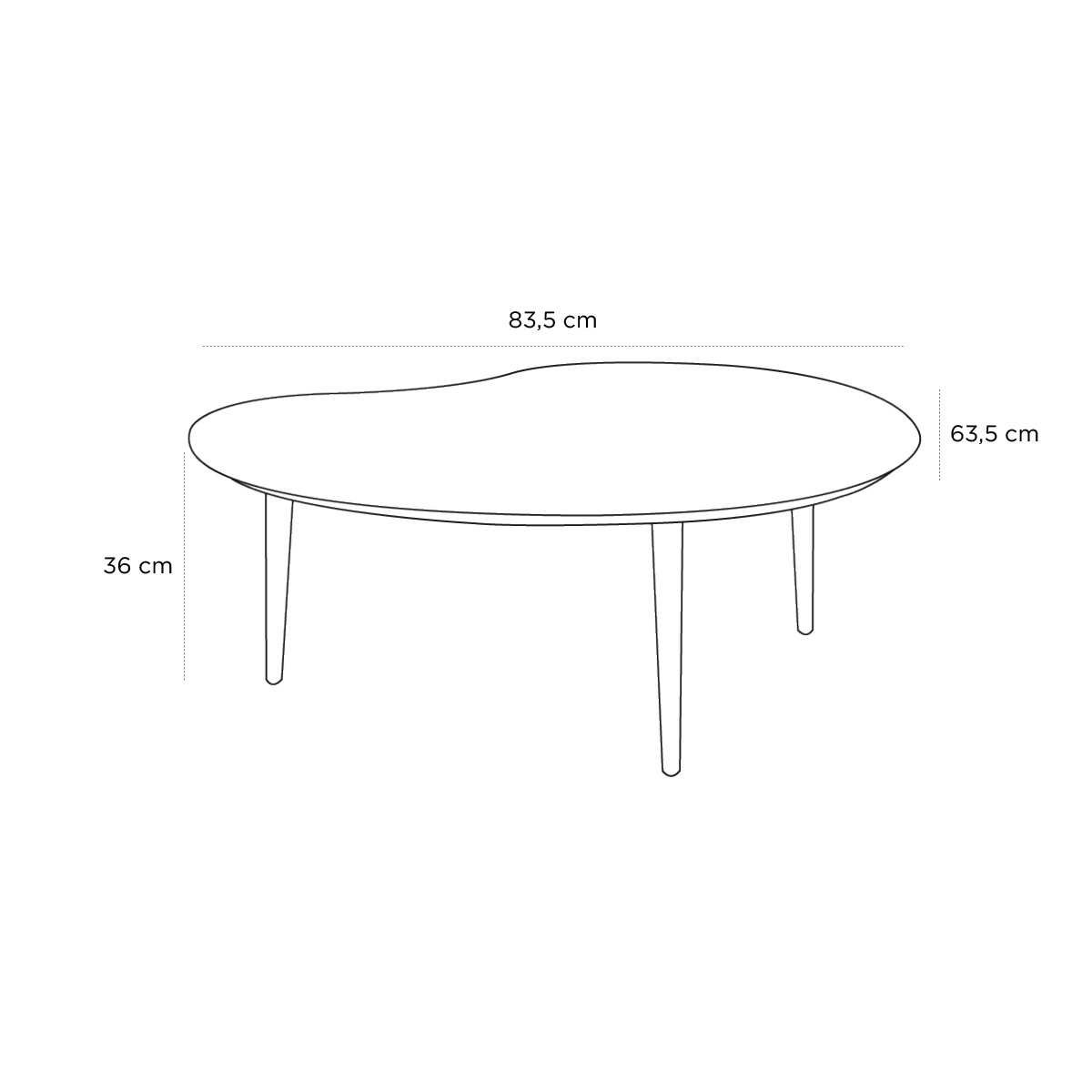 Product schematic Table basse Baya Chêne