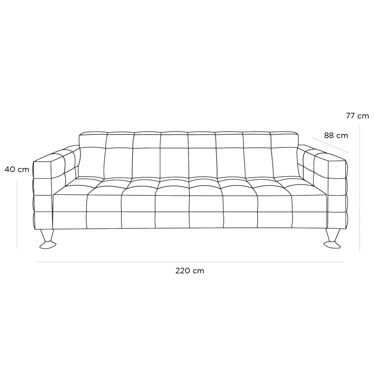 Product schematic Canapé Hoff Noir