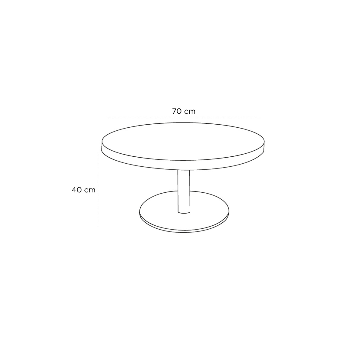 Product schematic Table basse Emaillé Rond Ivoire
