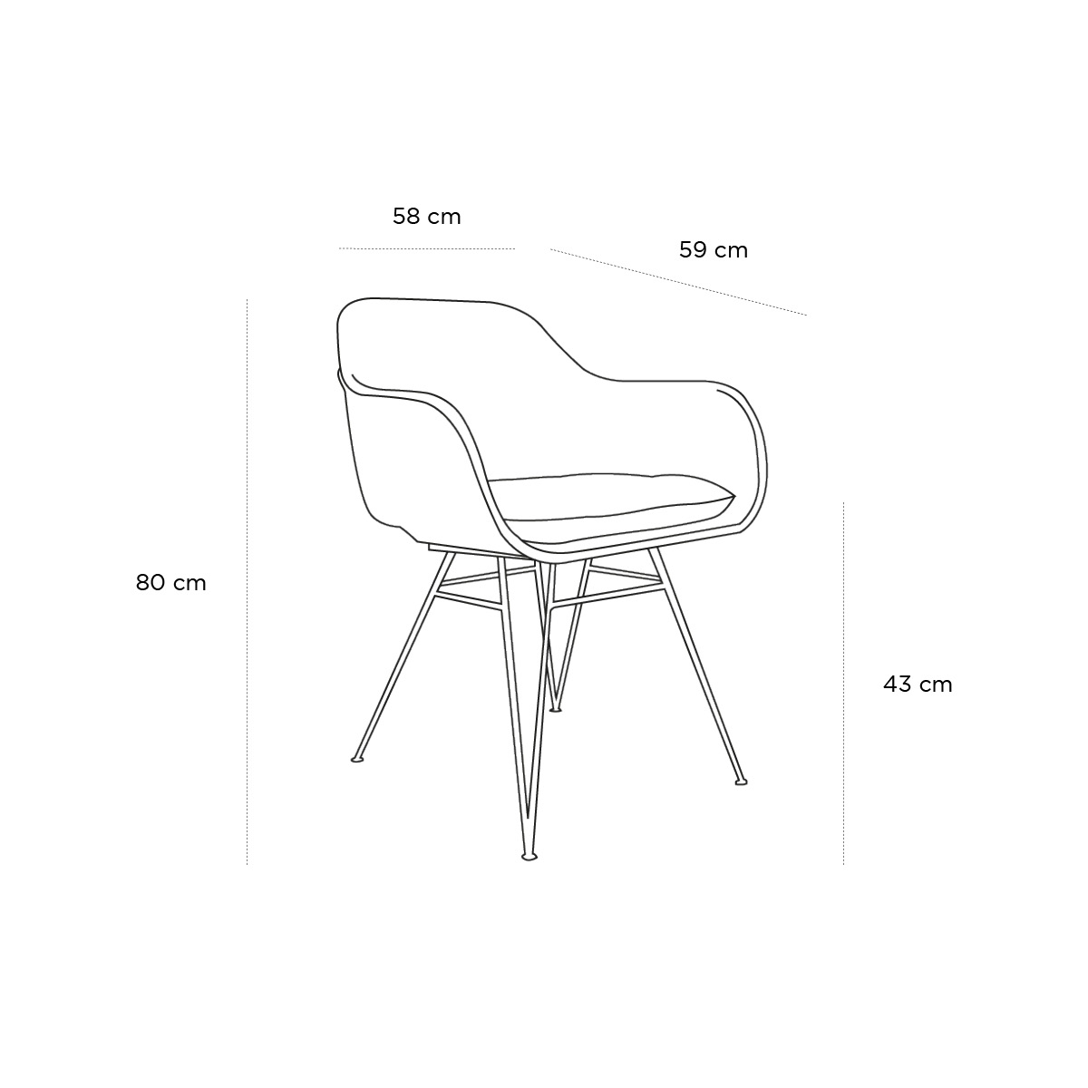 Product schematic Fauteuil Bali