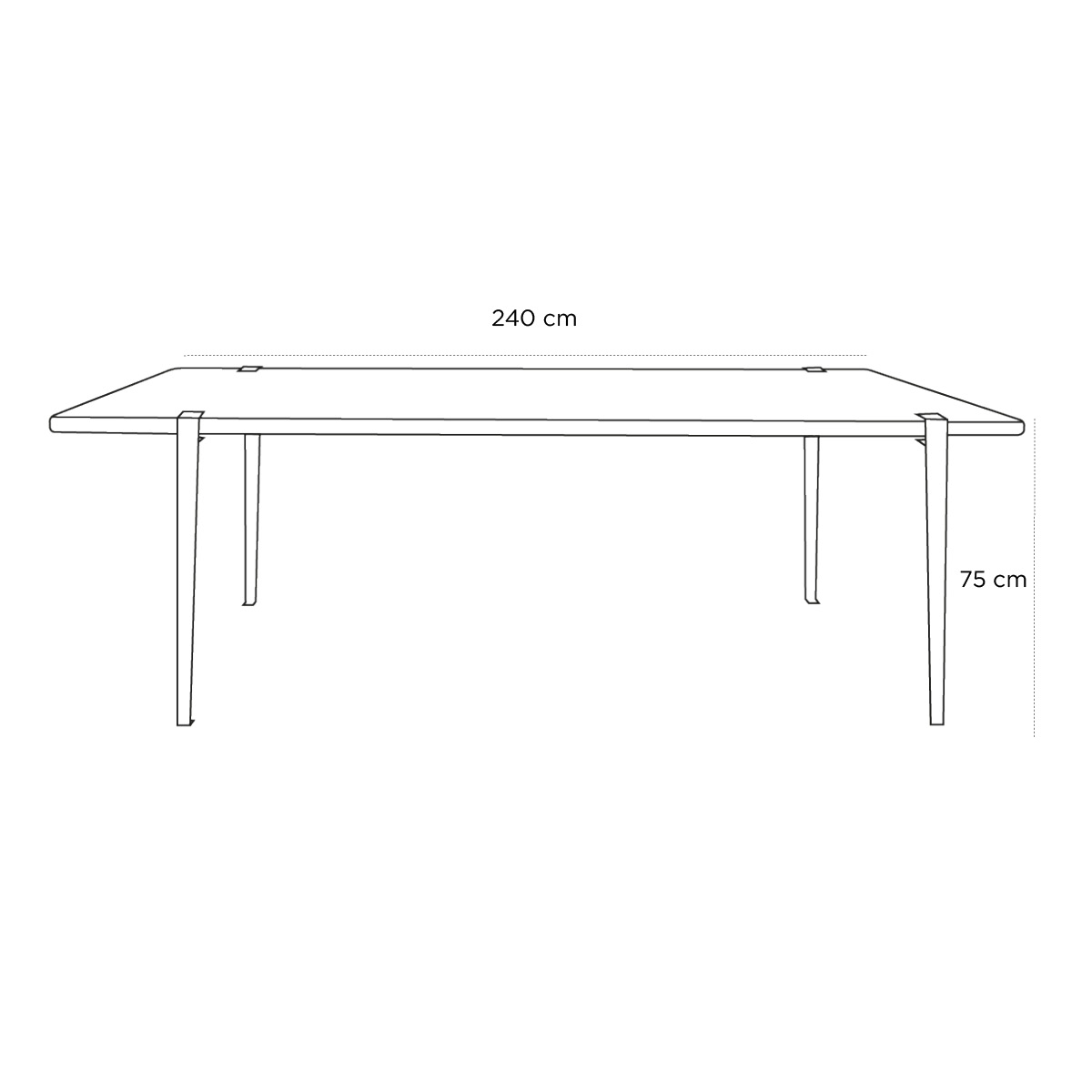 Product schematic Table TIPTOE Chêne 240