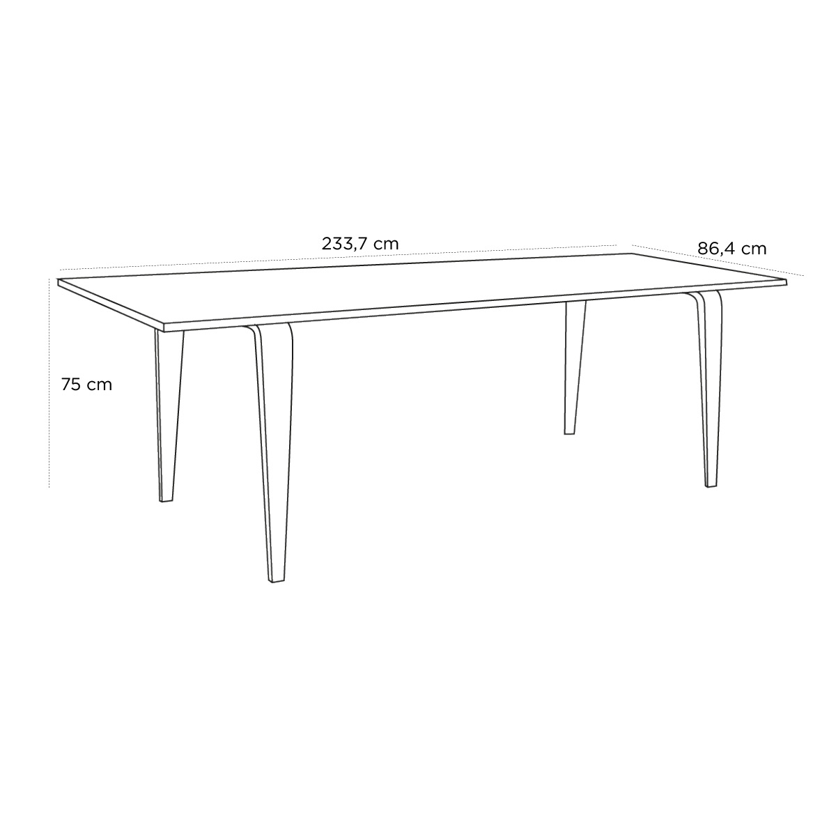 Product schematic Table Cherner rectangulaire