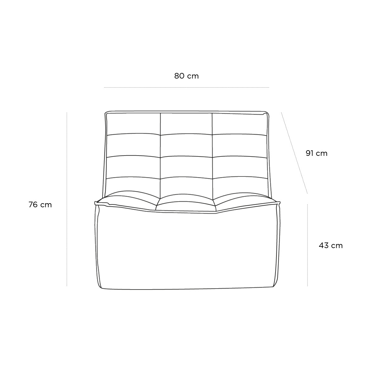 Product schematic Chauffeuse N701 Droite Cuir