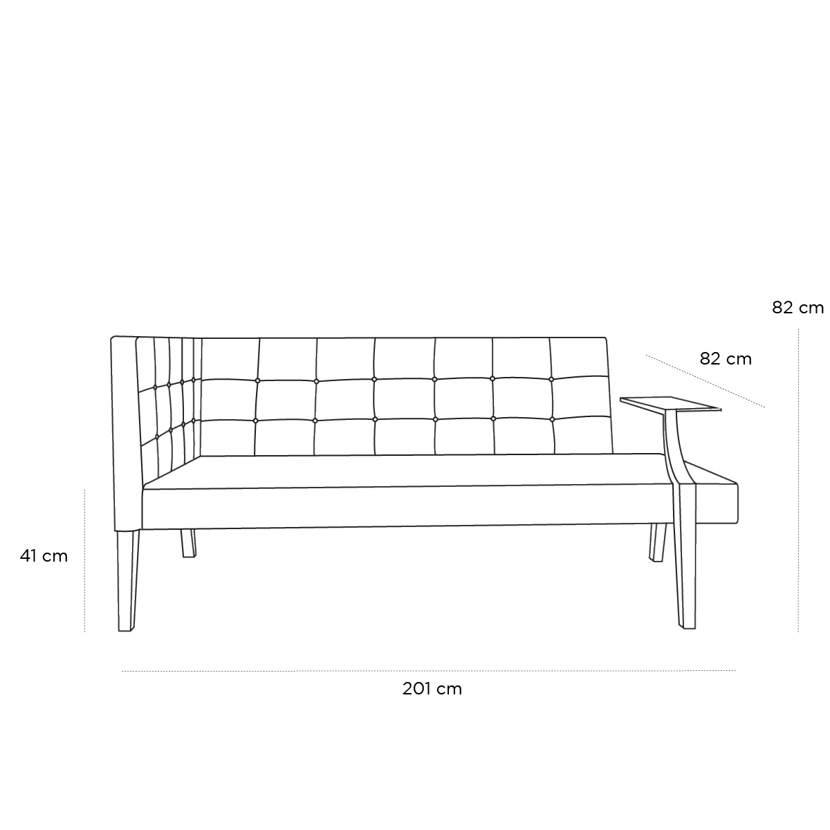 Product schematic Canapé Monseigneur Blanc