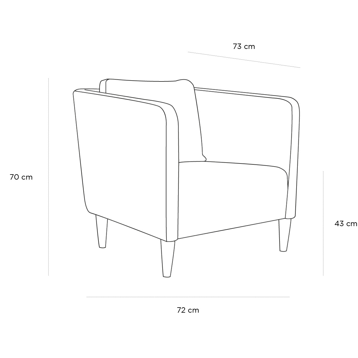 Product schematic Fauteuil Ekero jaune