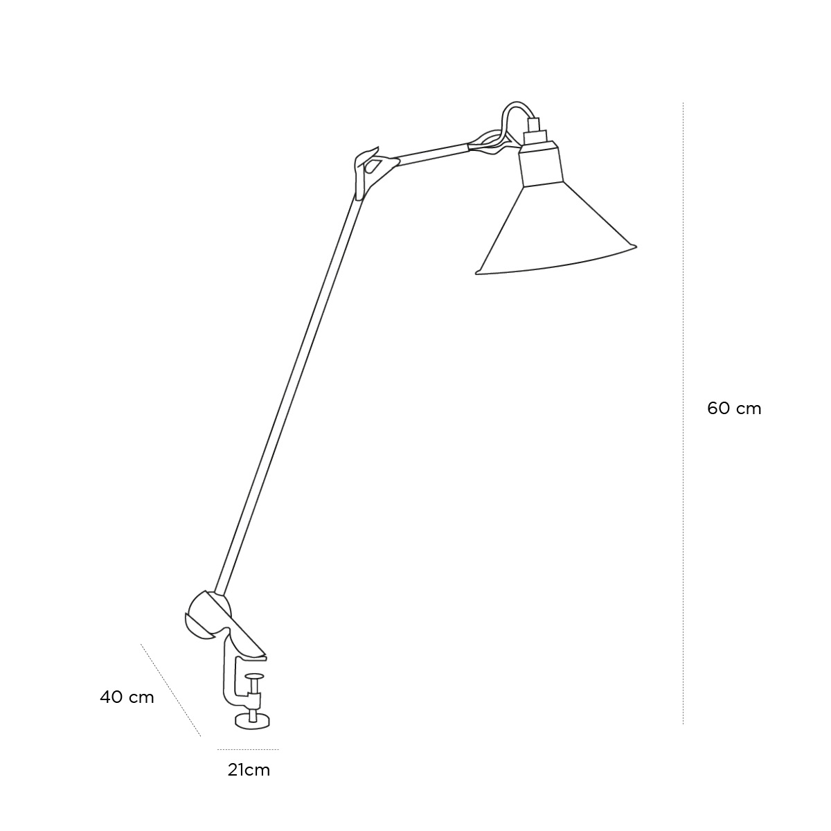 Product schematic Lampe Gras N°201 Cuivre