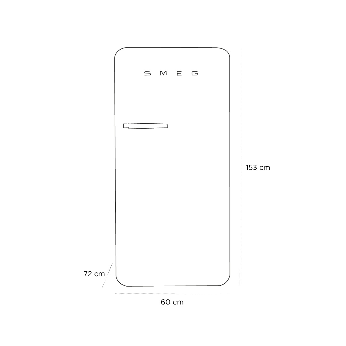 Product schematic Réfrigérateur Smeg Jaune