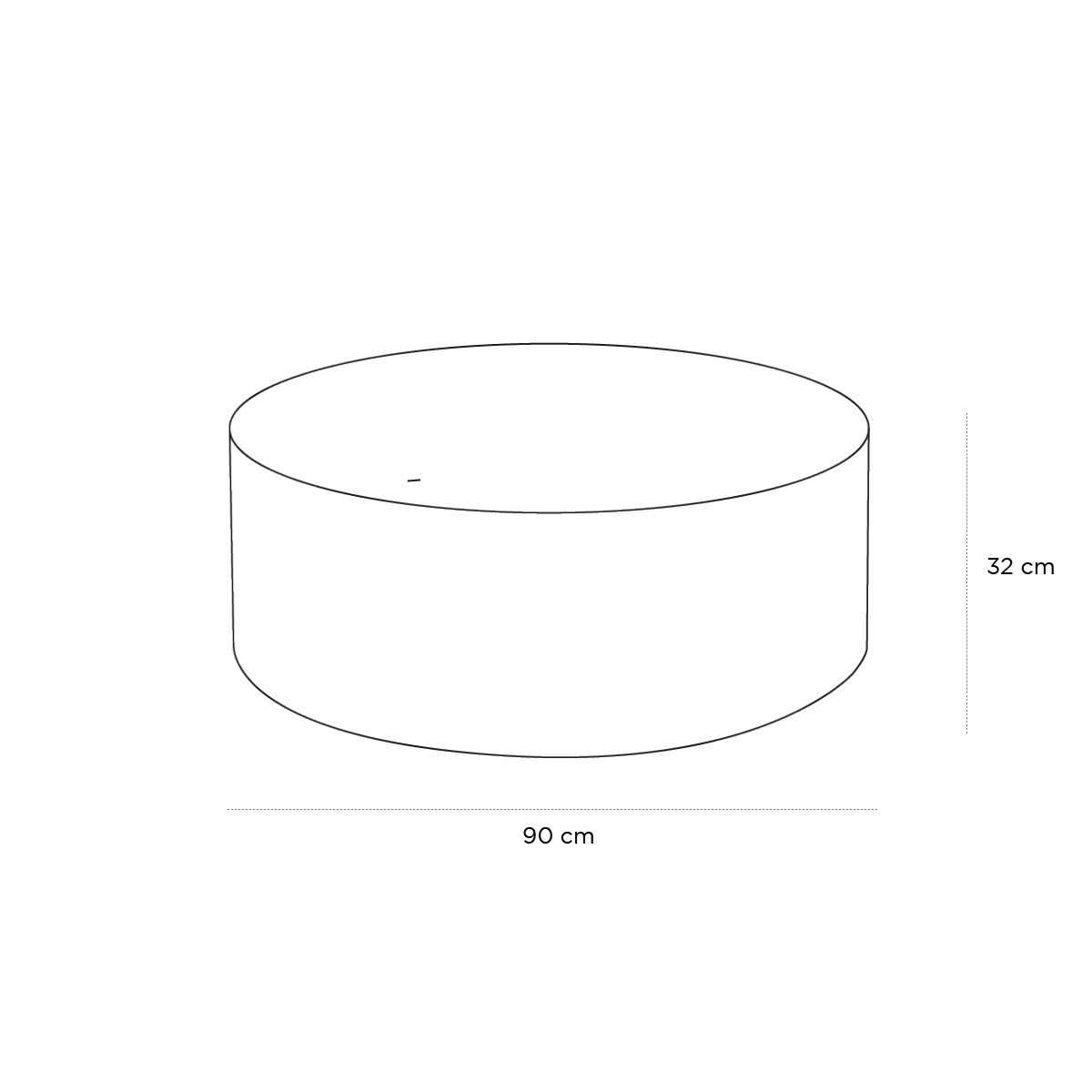 Product schematic Pouf Gubi Noir PM