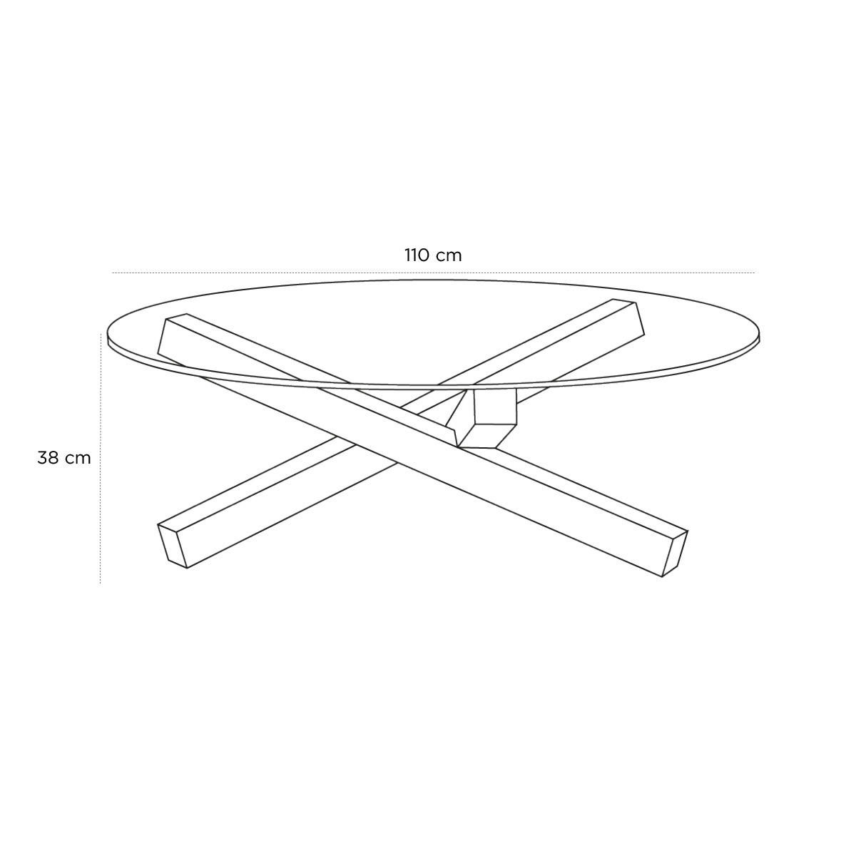 Product schematic Table basse Campfire Chêne clair