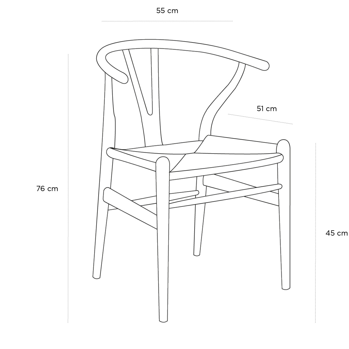 Product schematic Chaise Wishbone