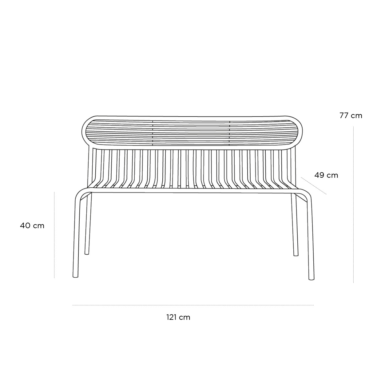 Product schematic Banc Week-end Jaune