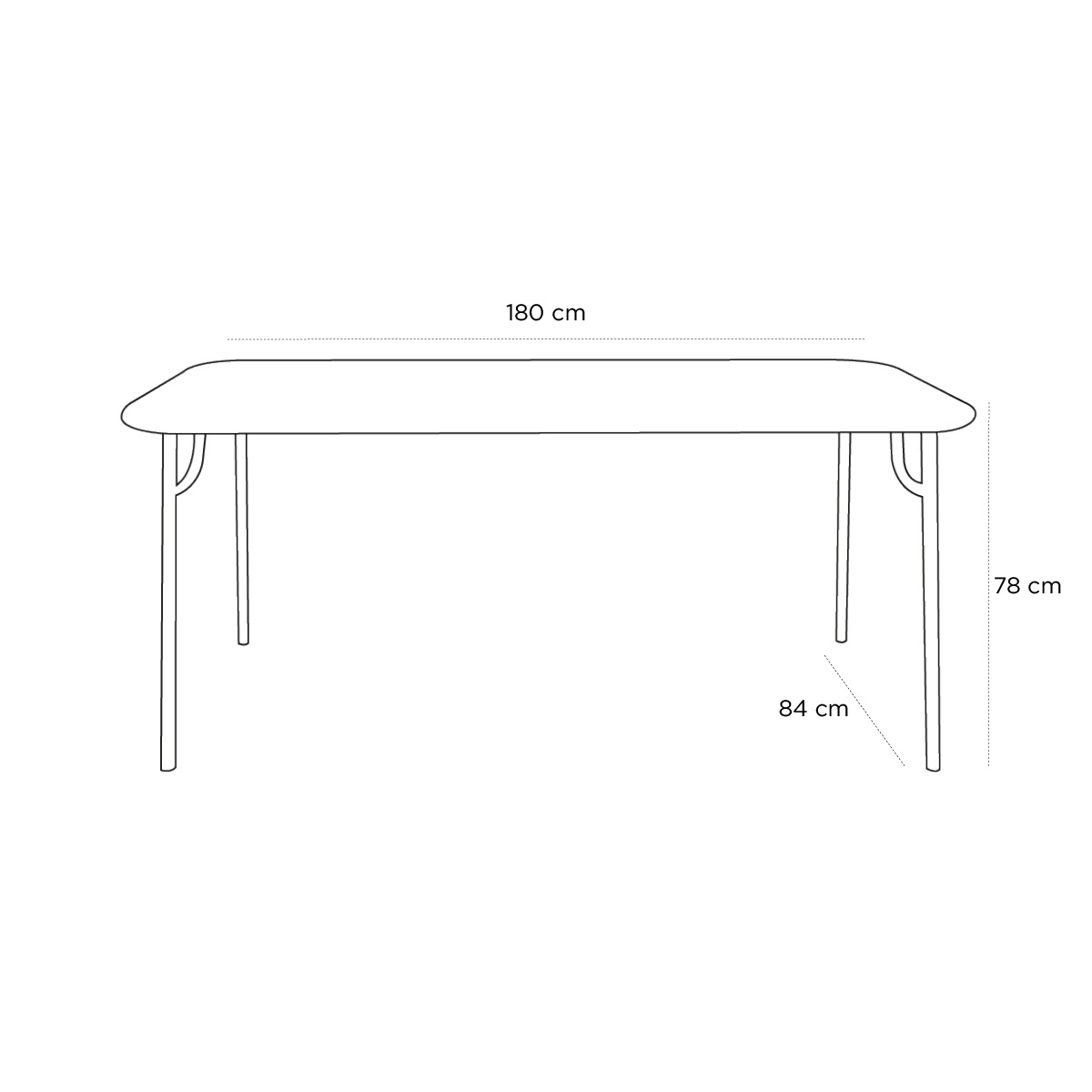 Product schematic Table Week-end Blanc