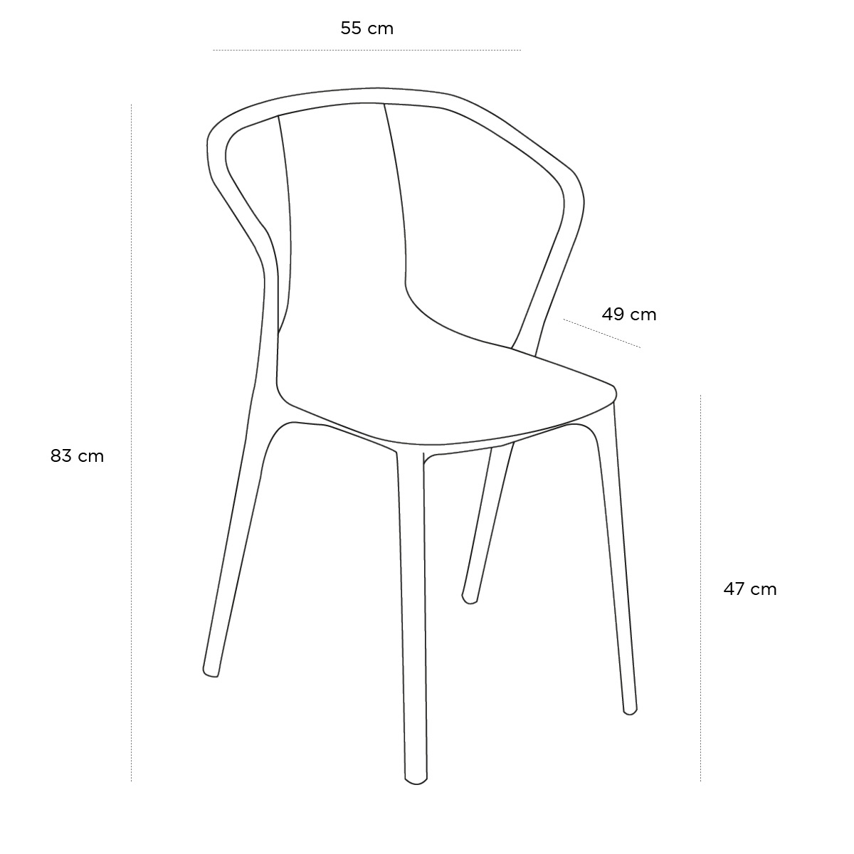 Product schematic Chaise Belleville Noir