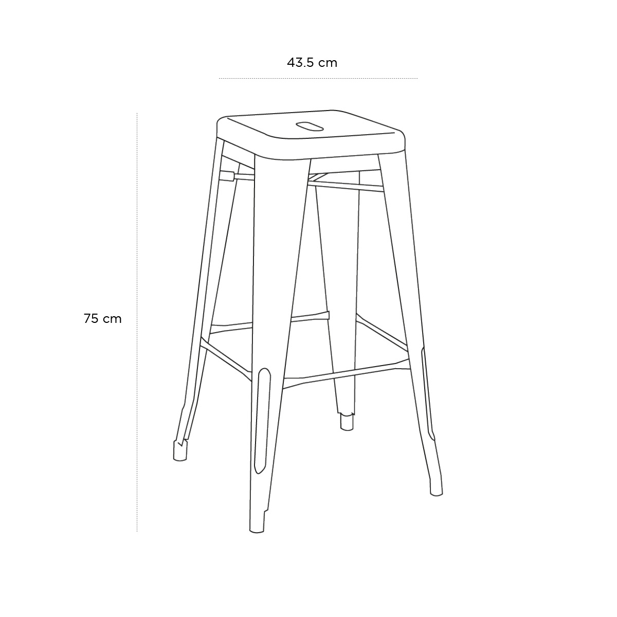 Schéma du produit Tabouret Tolix Orange