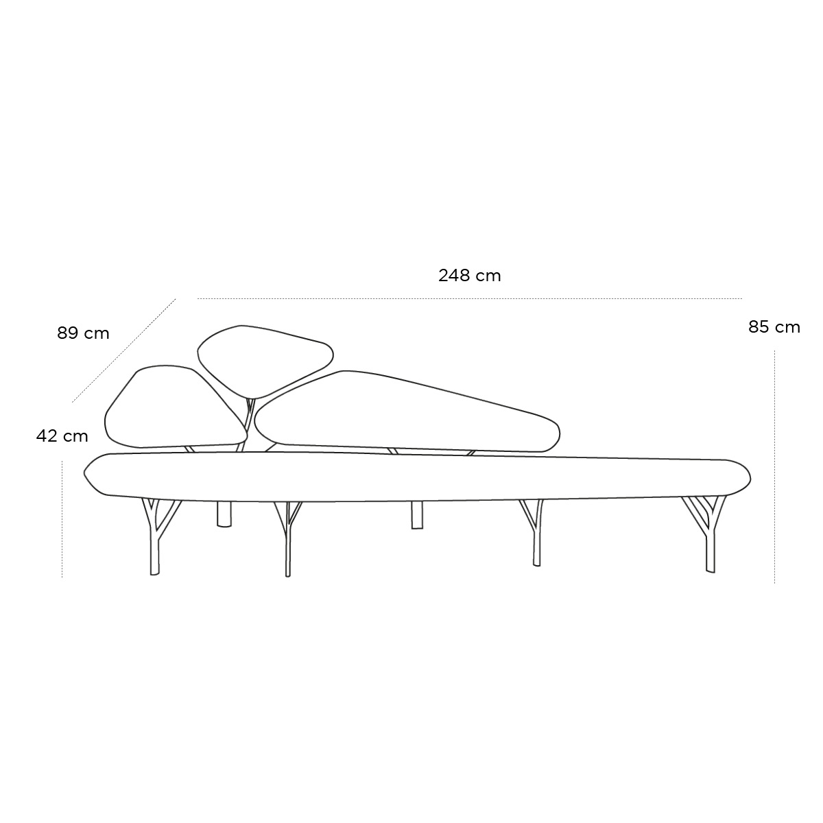 Product schematic Méridienne Borghese Beige