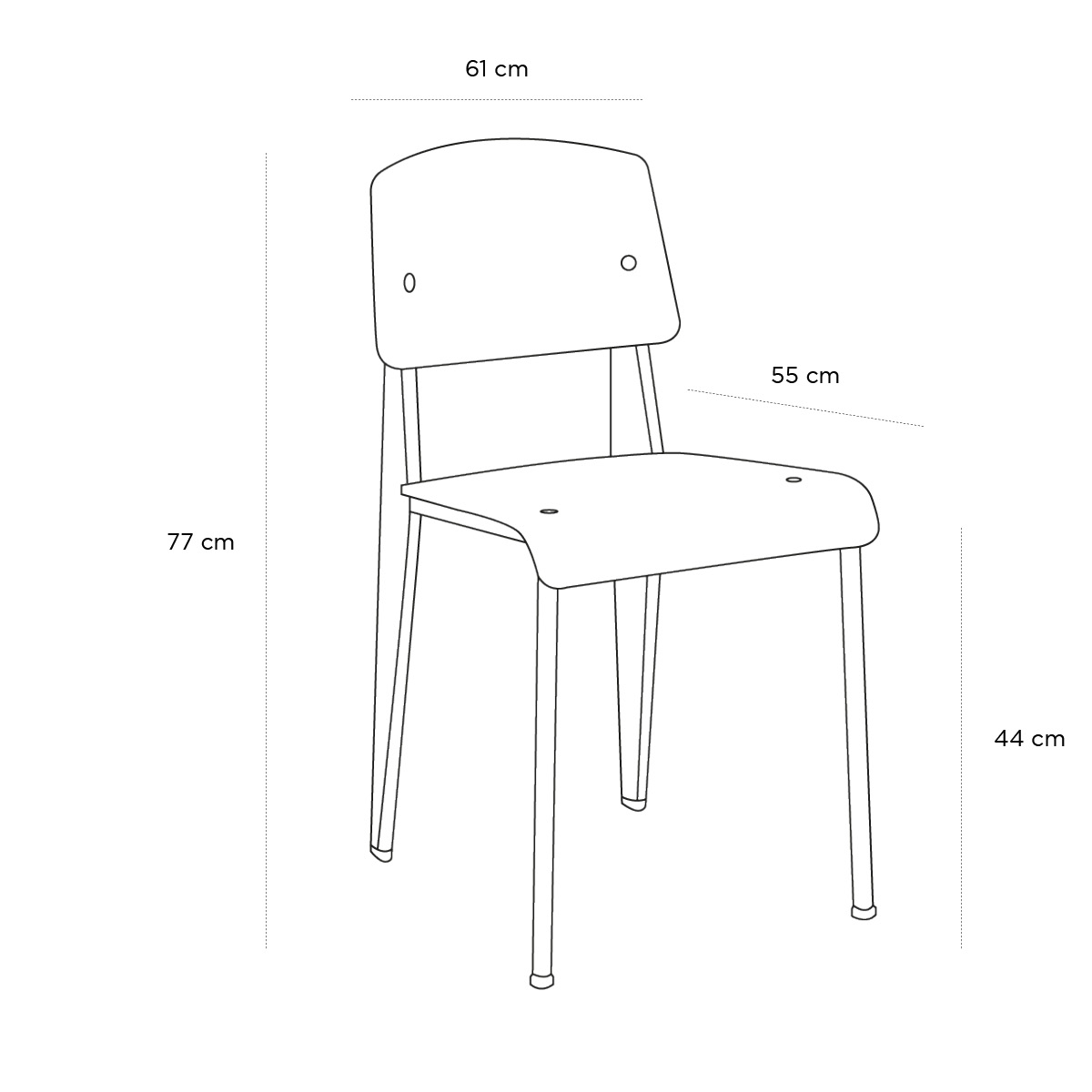 Schéma du produit Chaise Standard Pieds Rouges