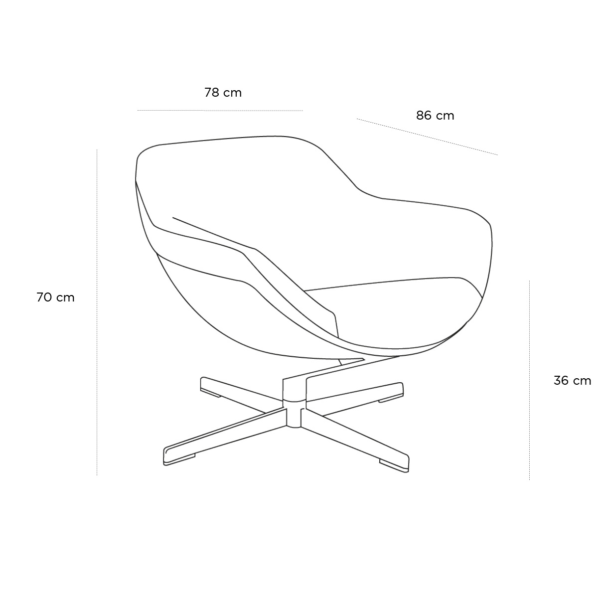 Product schematic Fauteuil Auckland