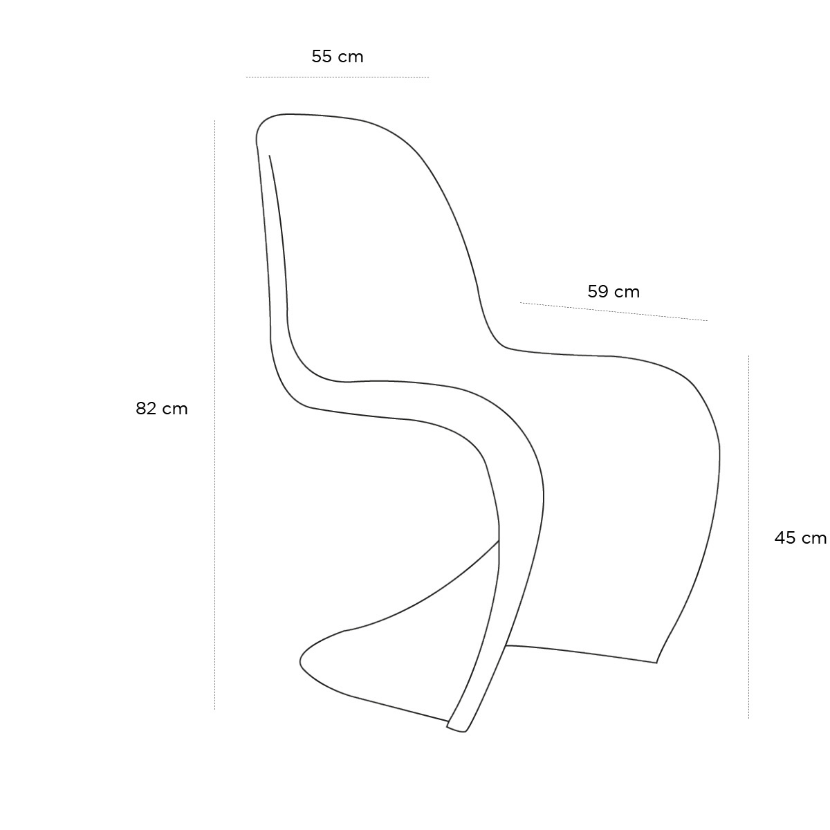 Product schematic Chaise Panton Noir